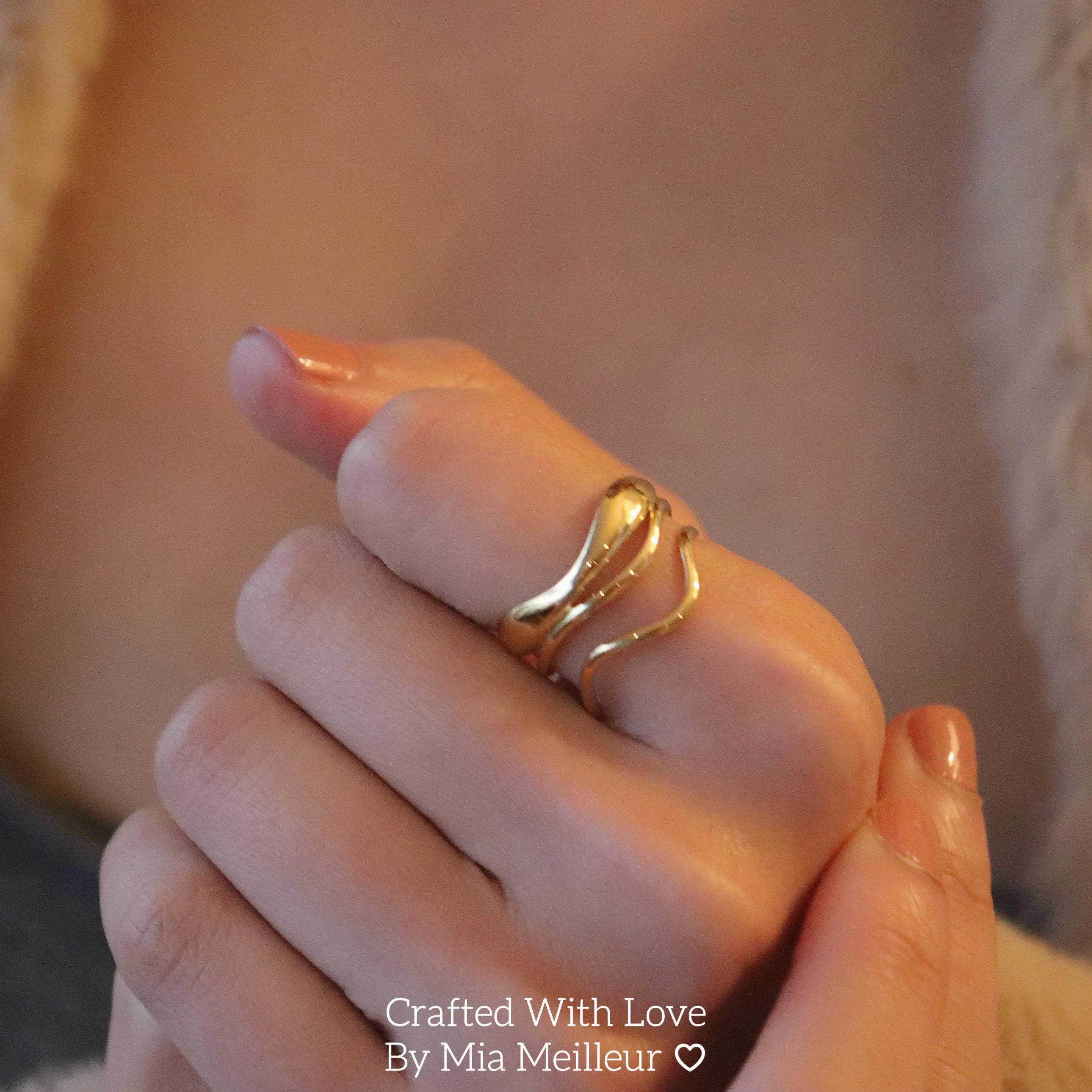 Abstract Wavy Gold Ring