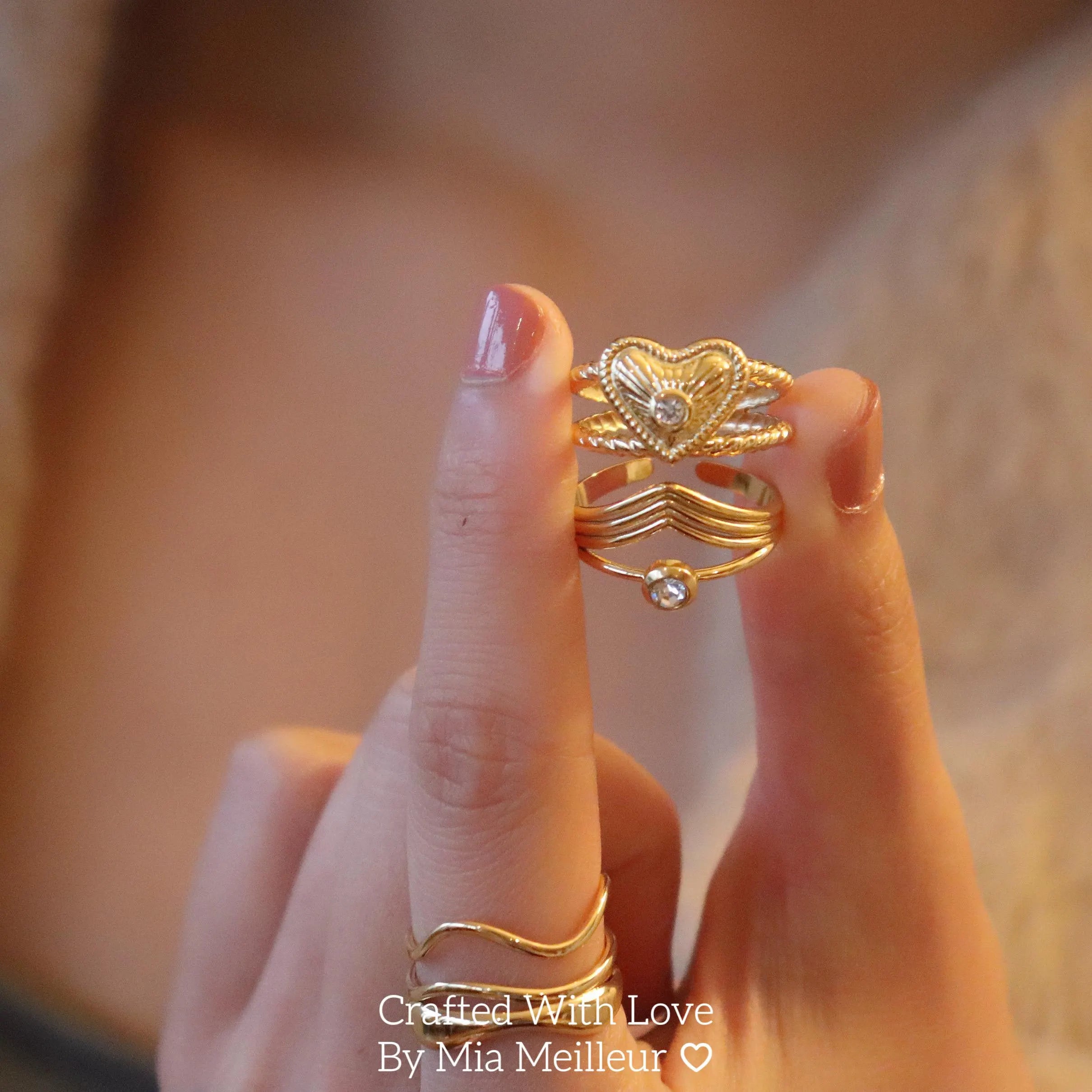 Radiant Heart Double Band Open Ring