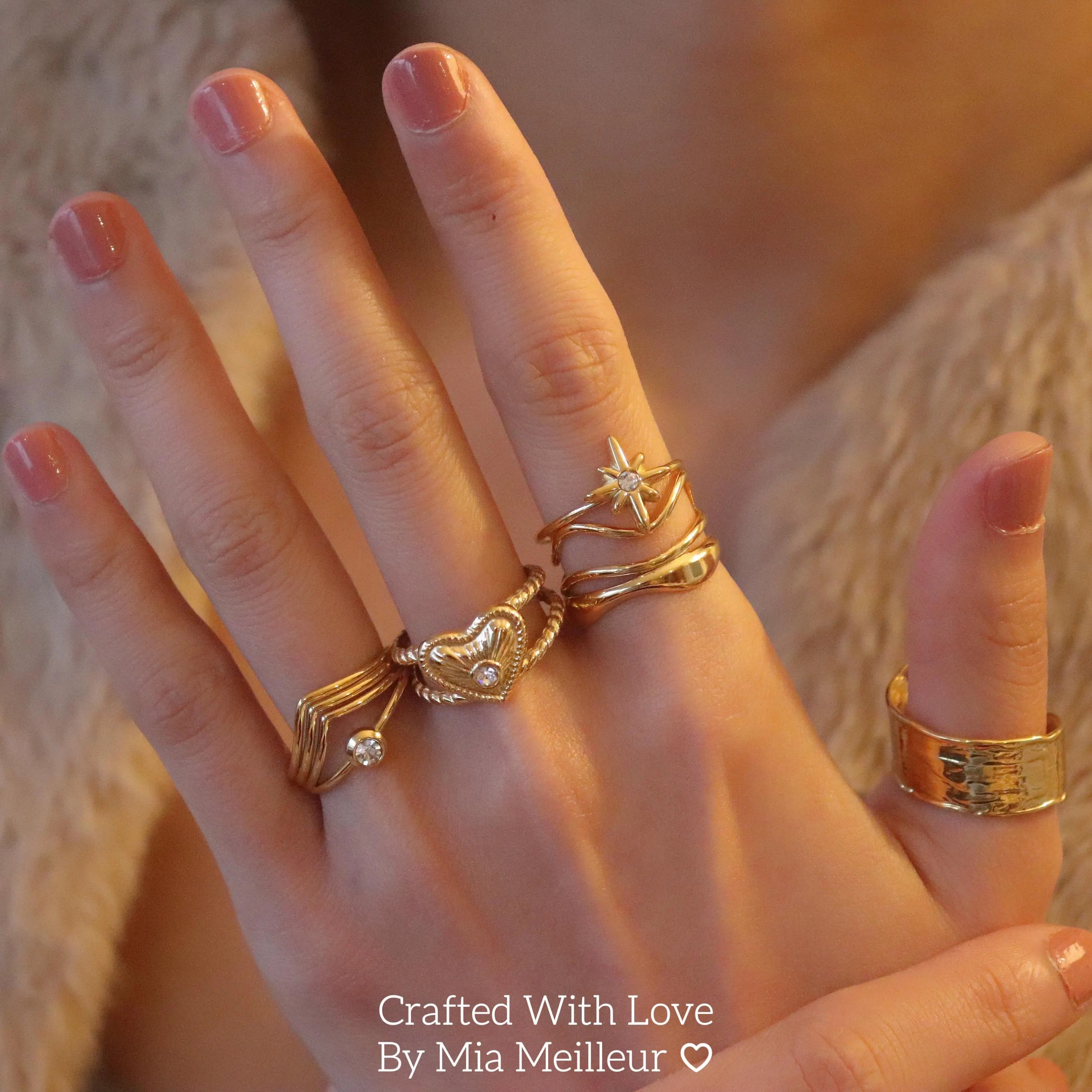 Radiant Heart Double Band Open Ring