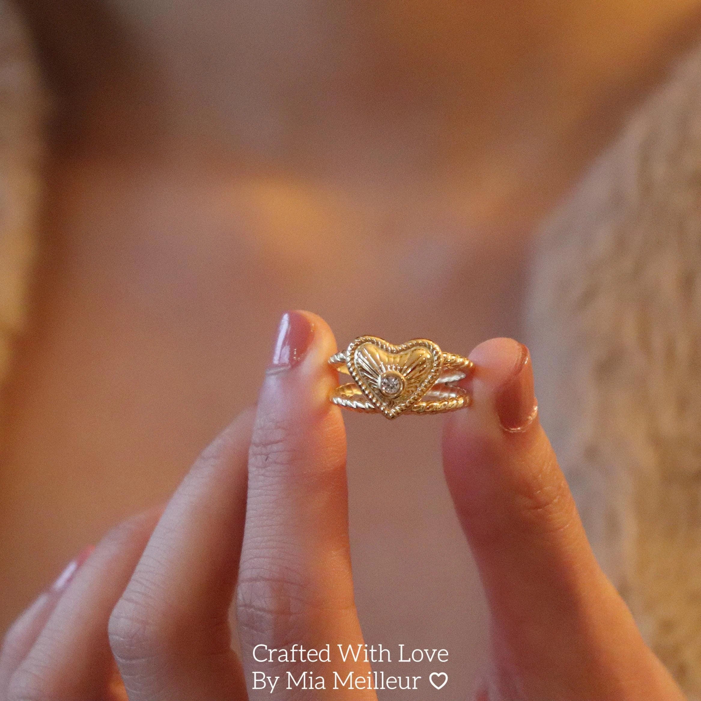 Radiant Heart Double Band Open Ring