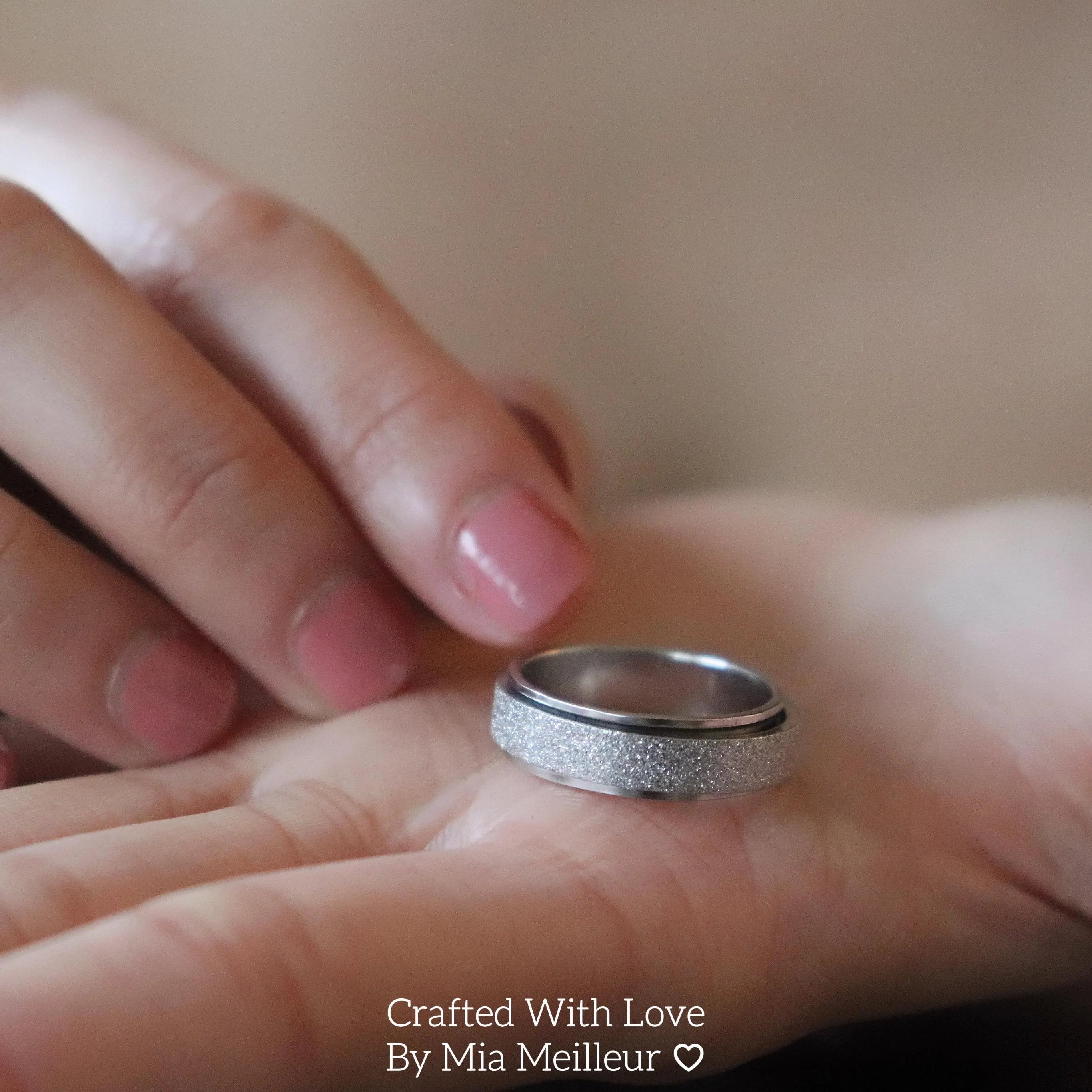 Glittery Silver Spinning Ring