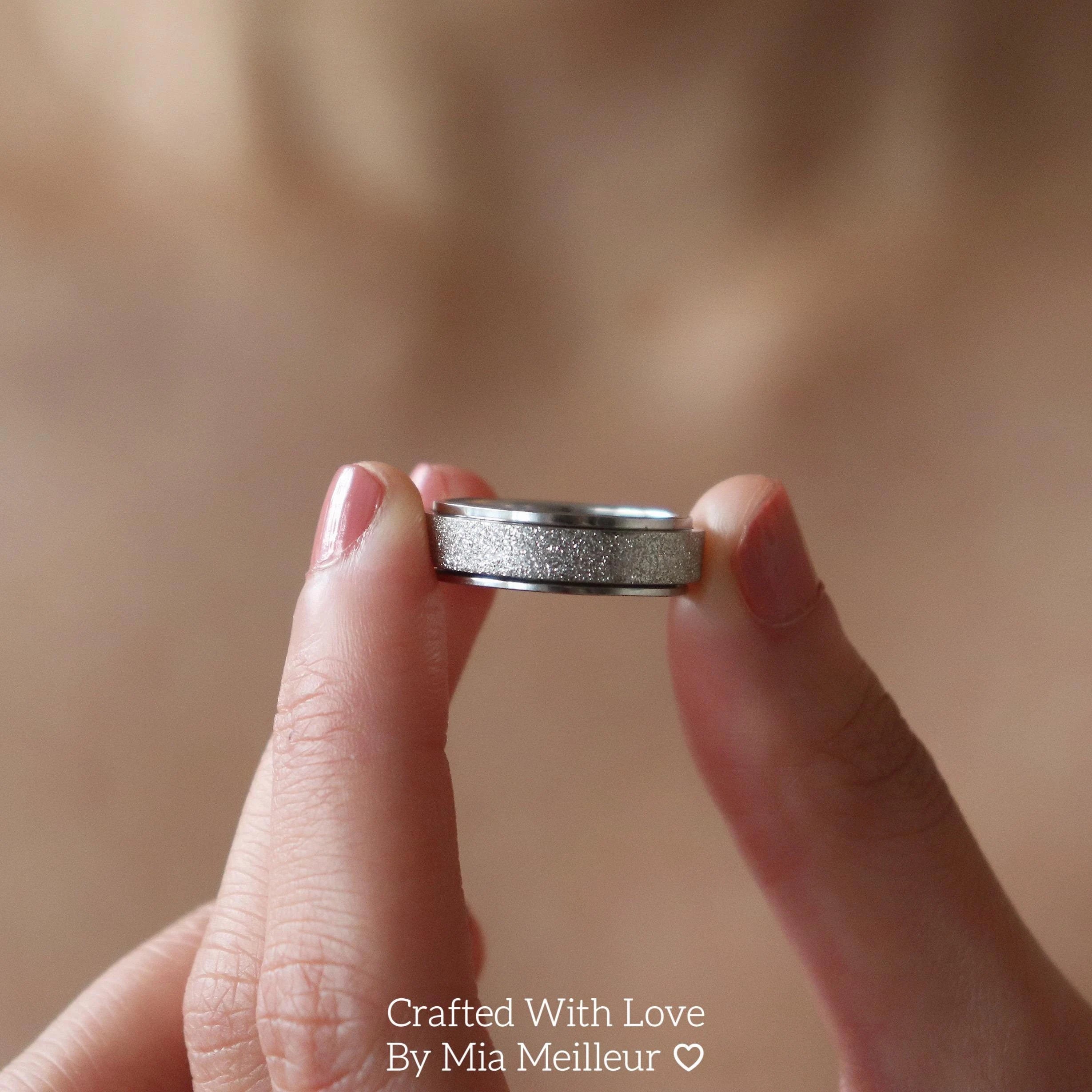 Glittery Silver Spinning Ring