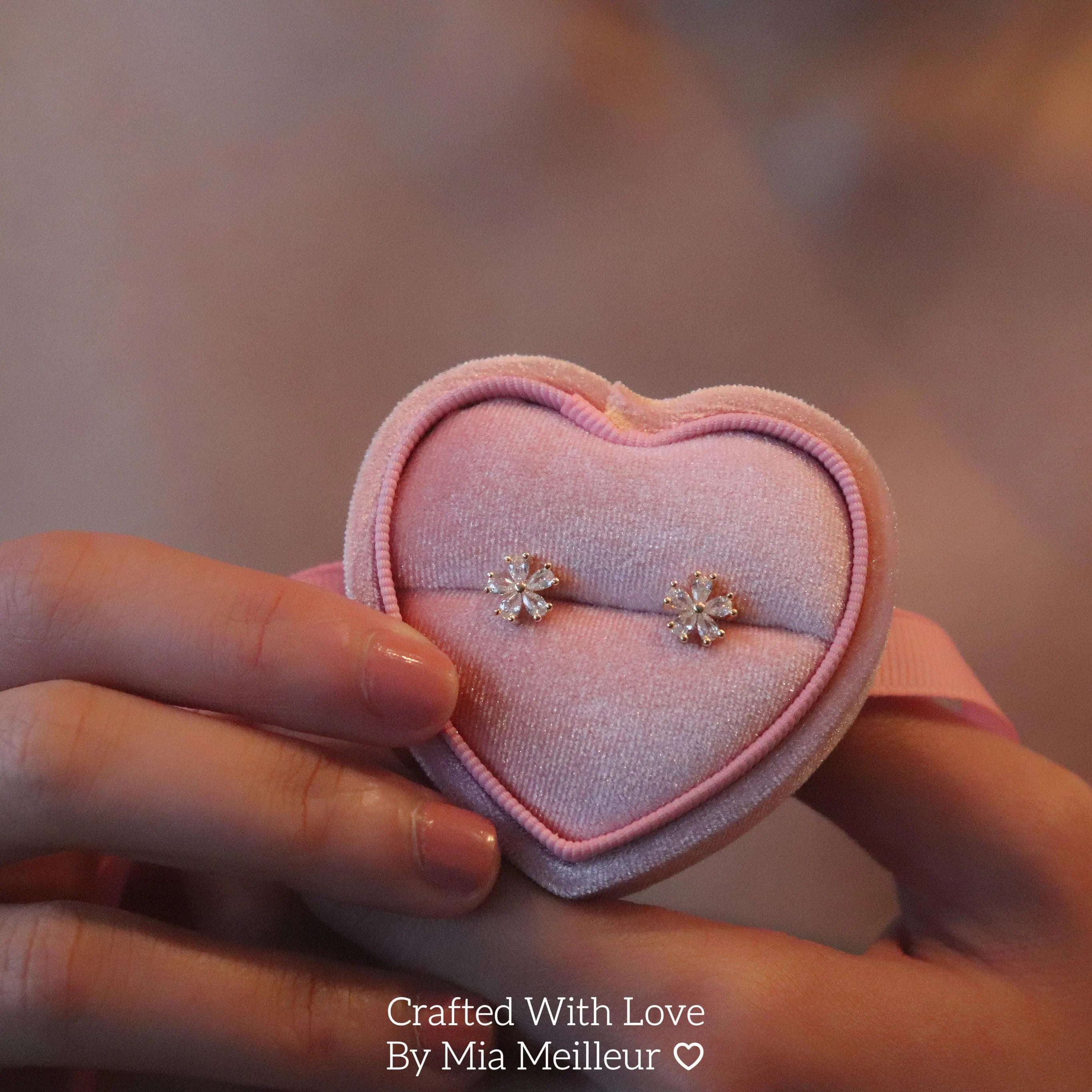 Dainty White Flower Stud Earrings