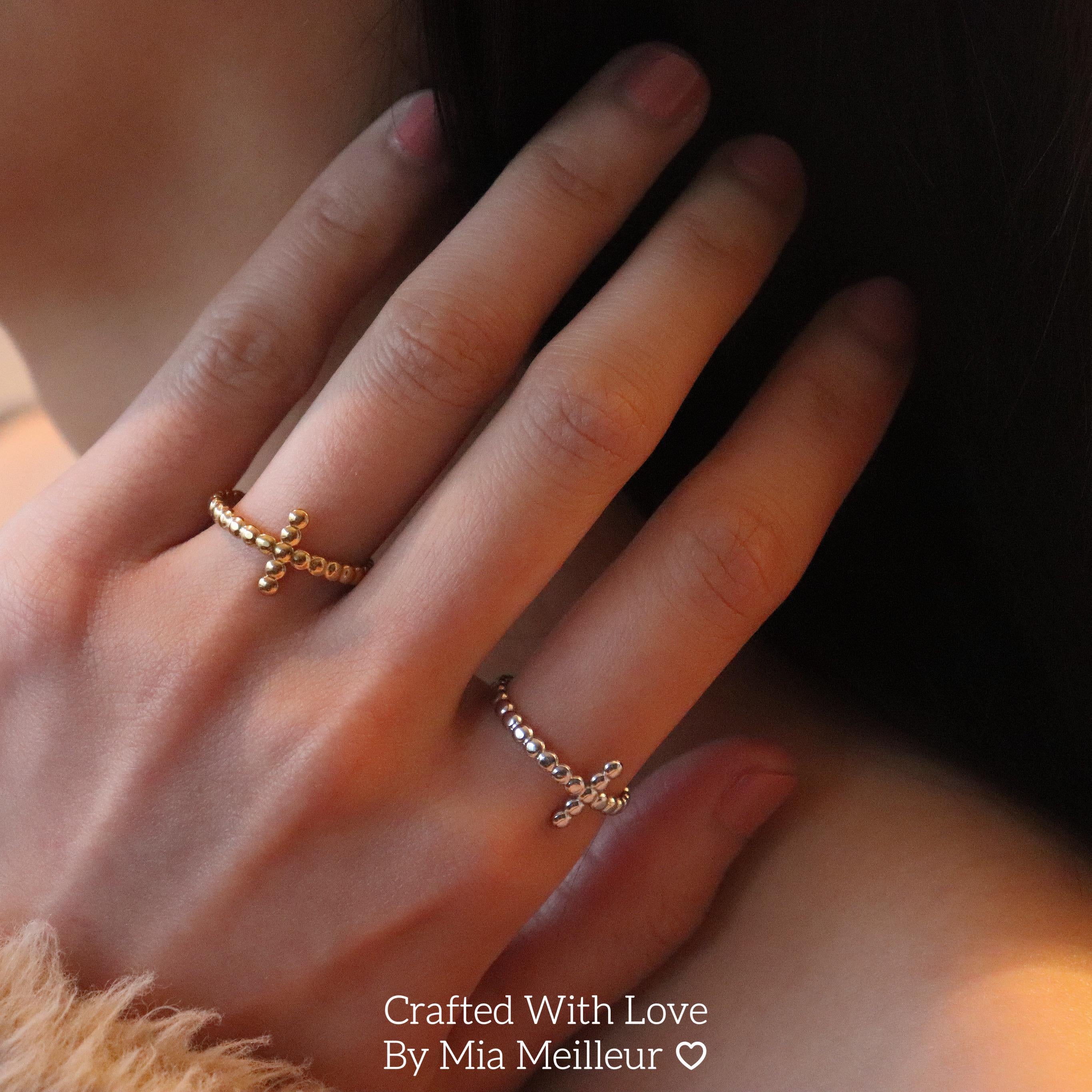 Beaded Cross Ring