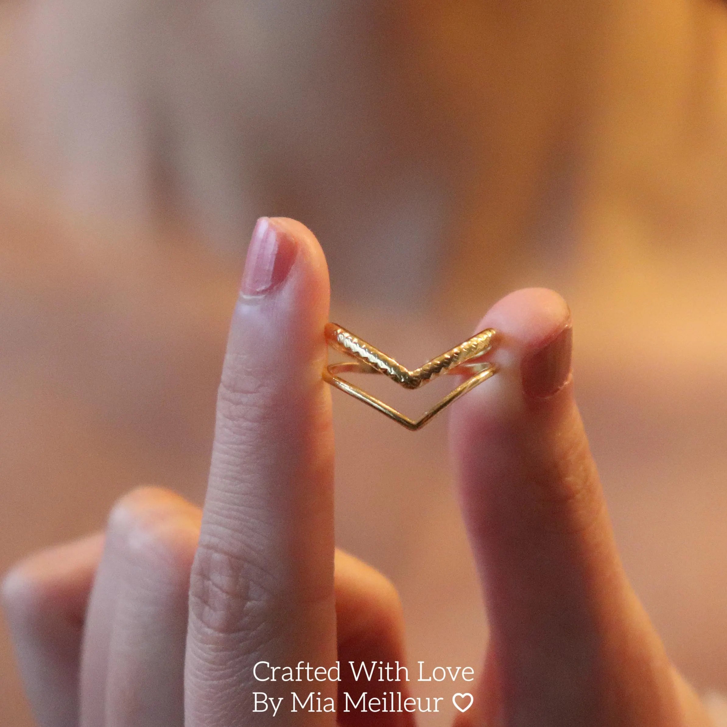 Minimalist V Shaped Ring, Curved Stacking Ring