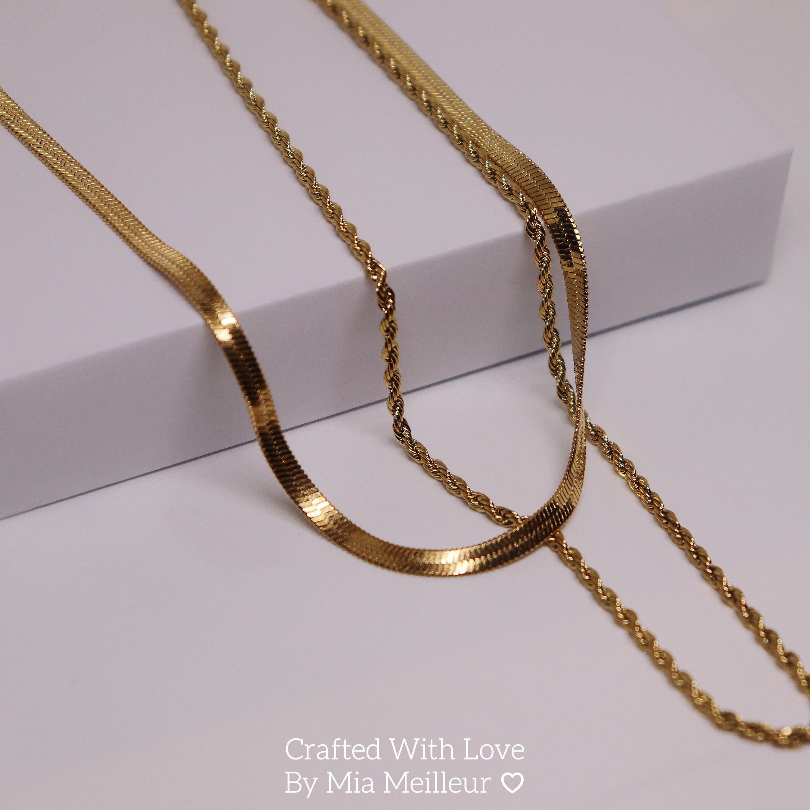 Duo Chain Herringbone Necklace