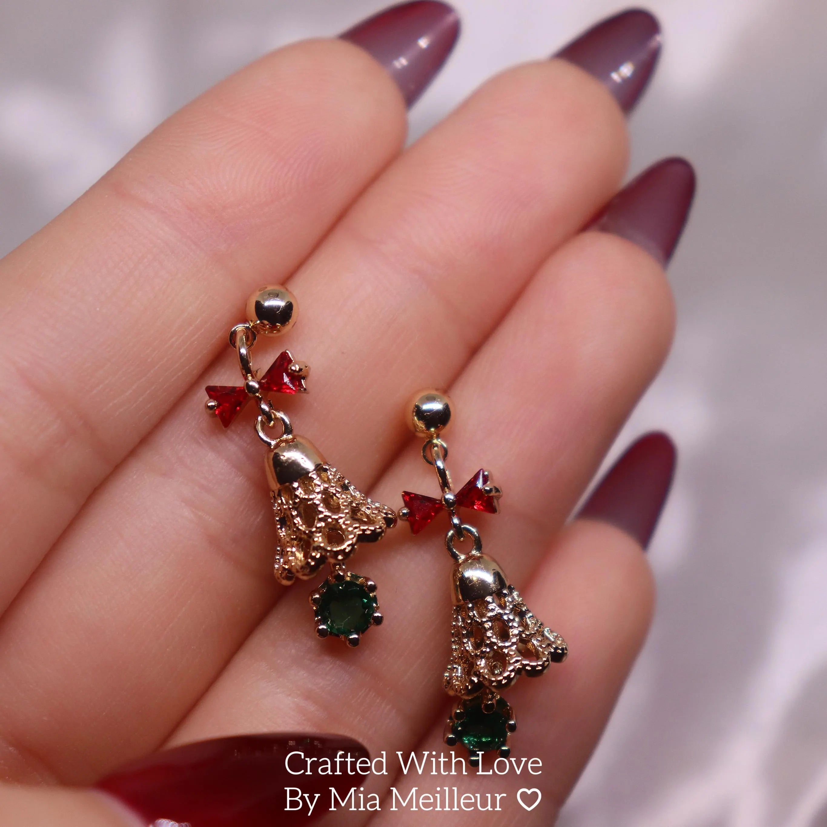 Dangling Jingle Bell Stud Earrings