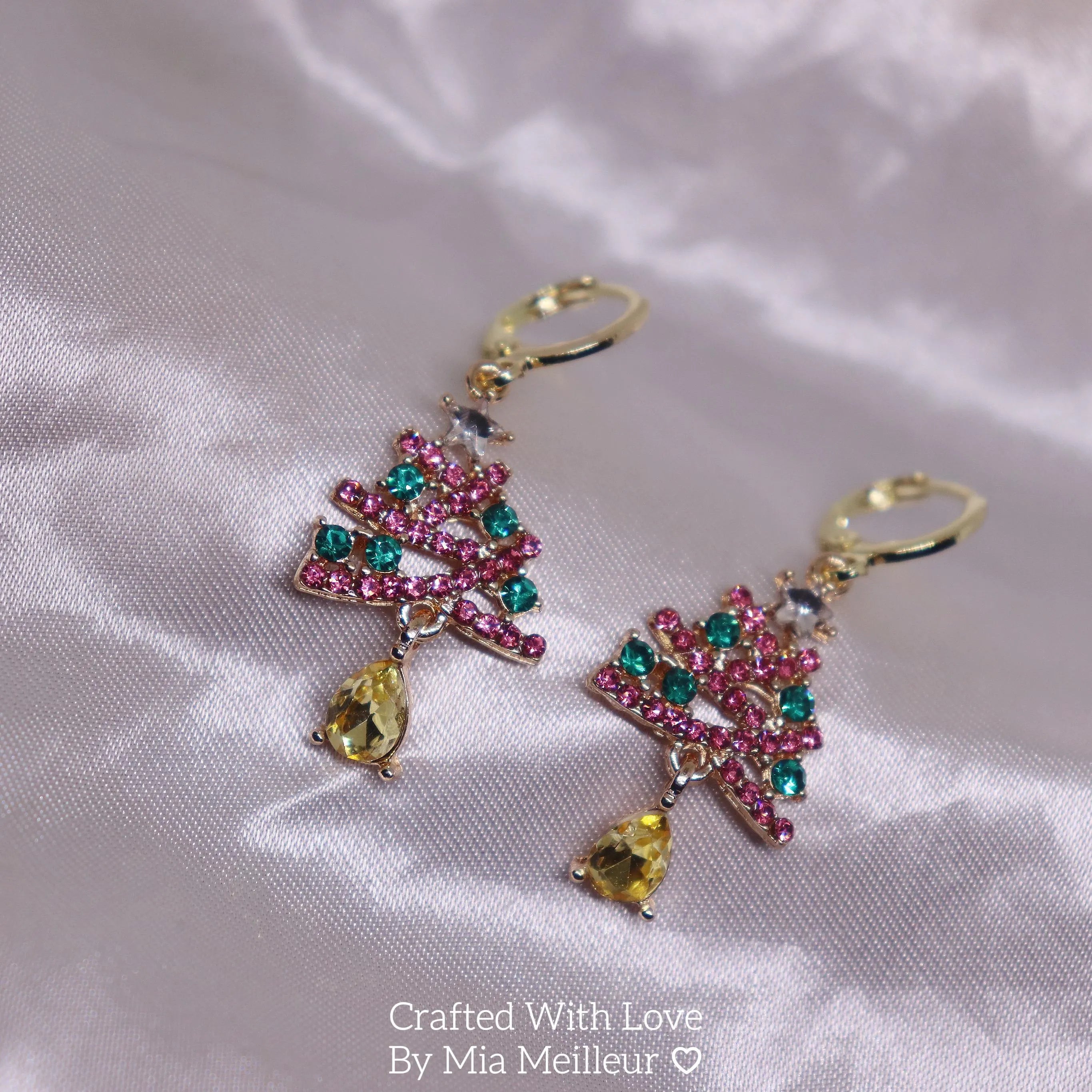 Dainty Christmas Tree Hoop Earrings