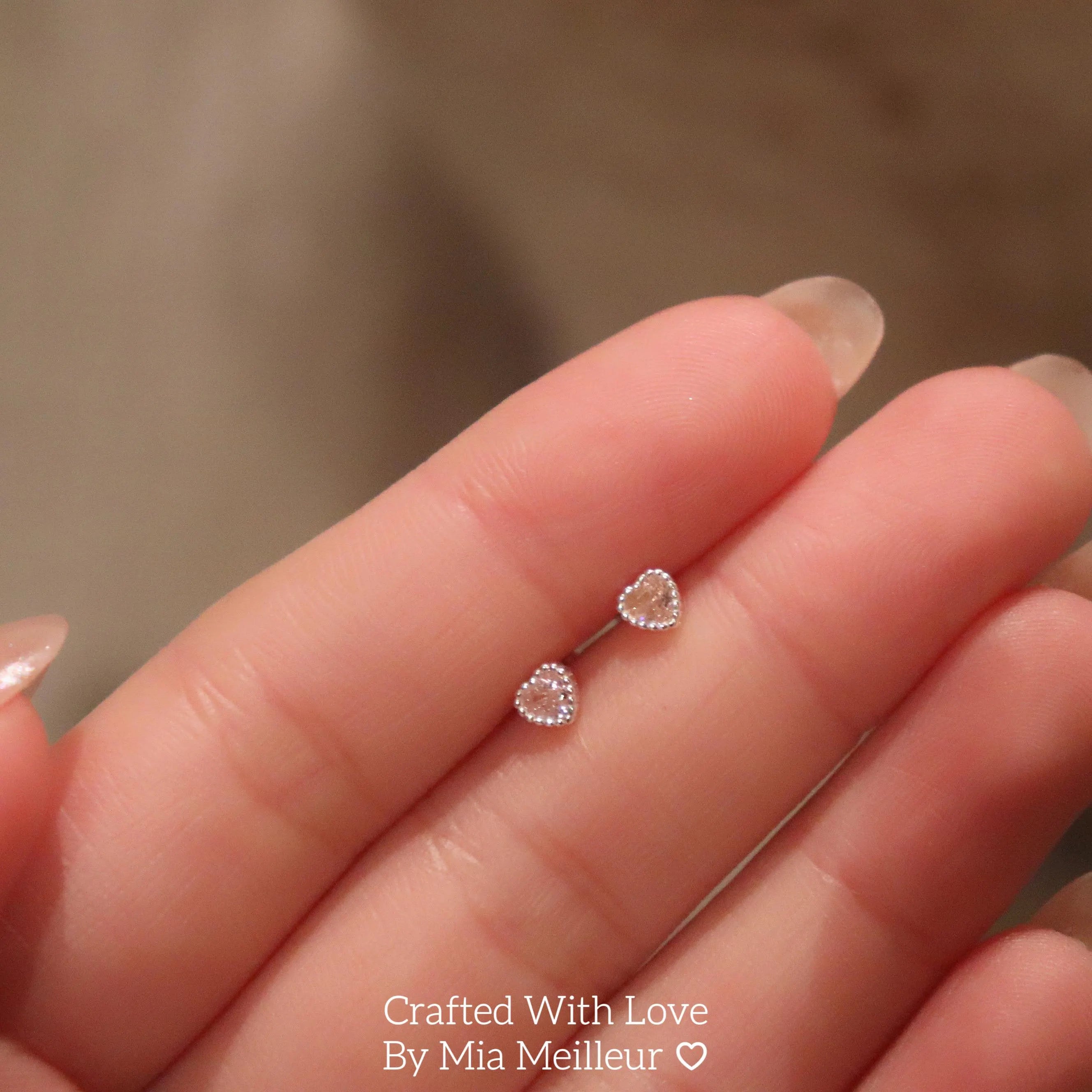 Tiny Love Heart Stud Earrings