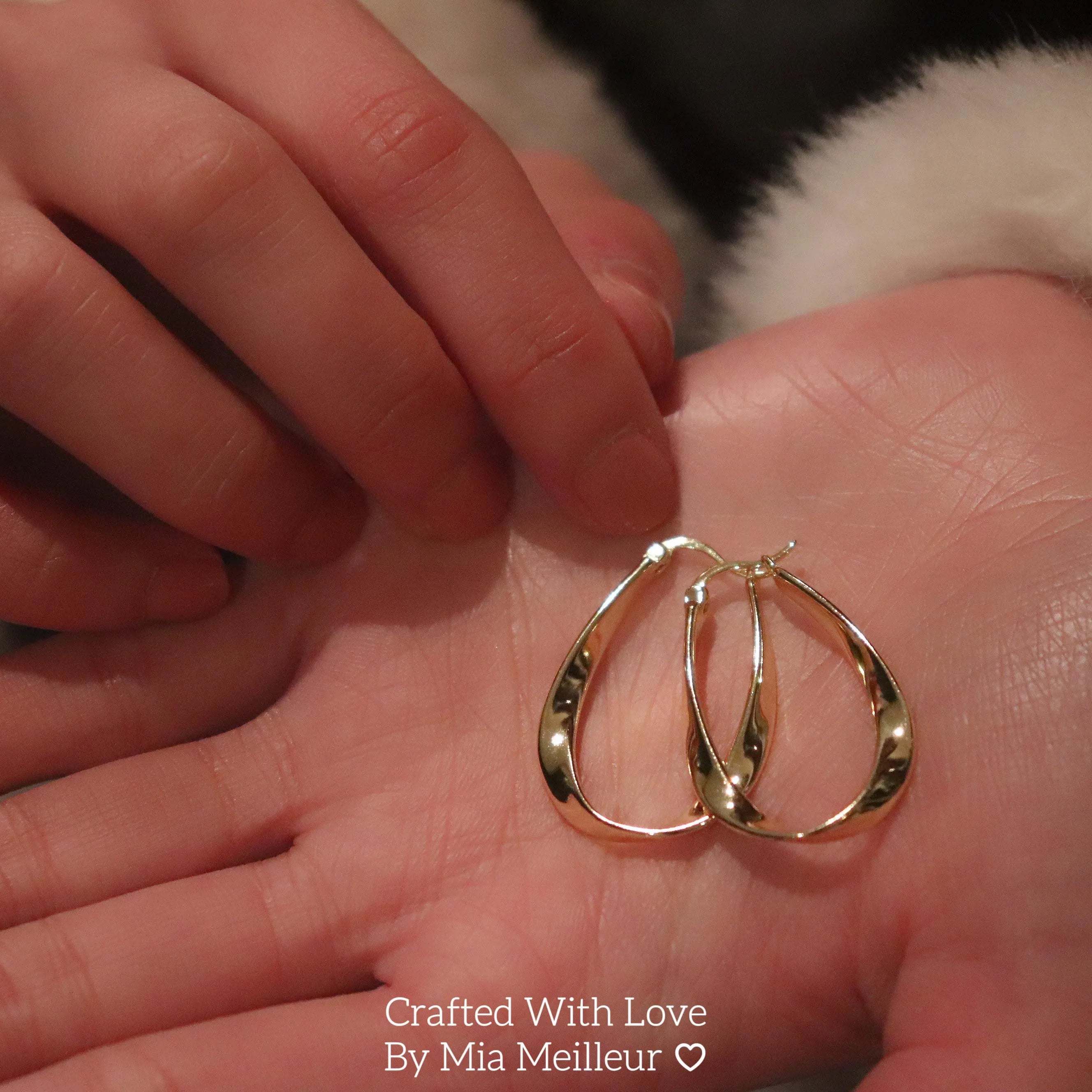 Twist Oval Hoop Earrings, Wavy Hoop Earrings