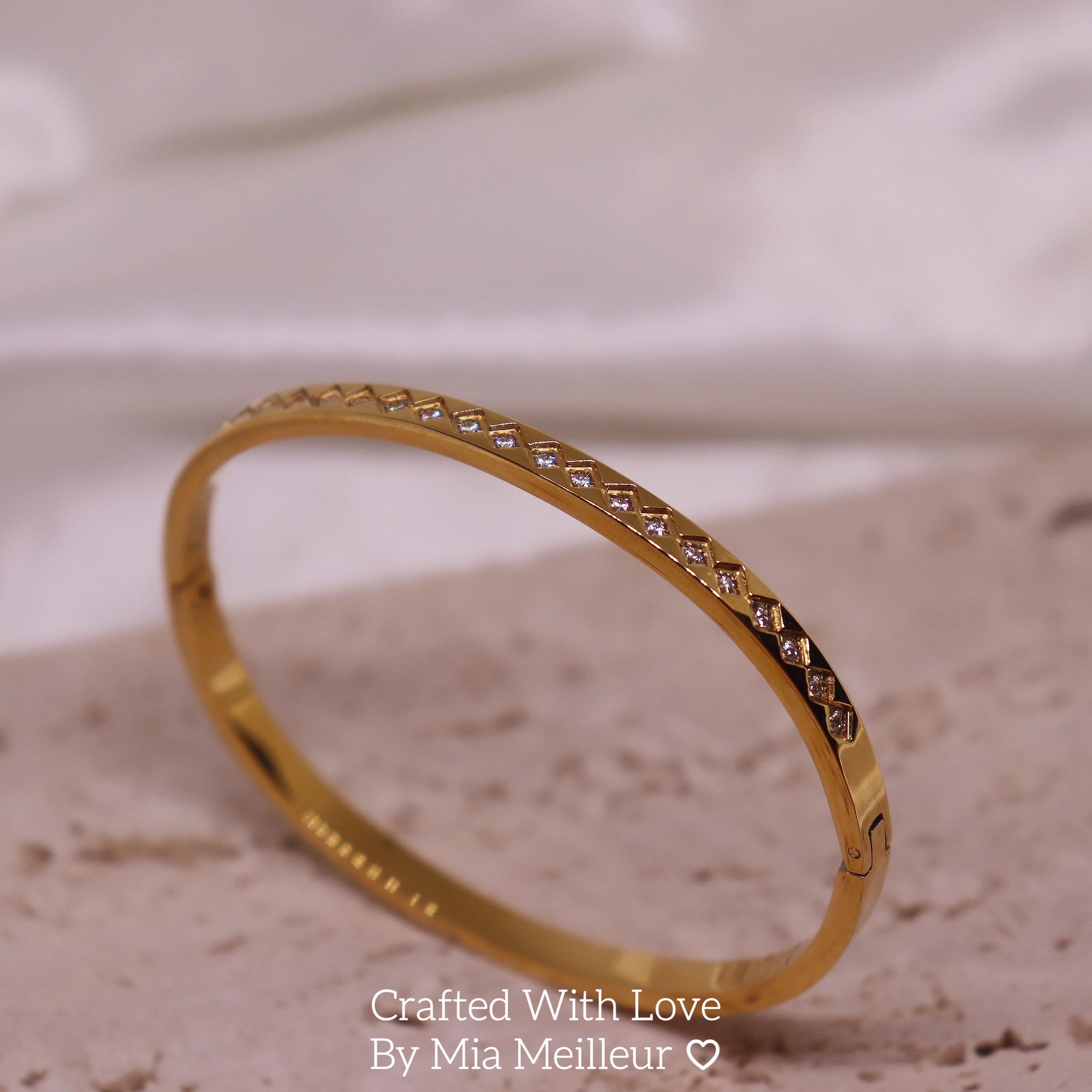 Half Eternity Gold Bangle Bracelet