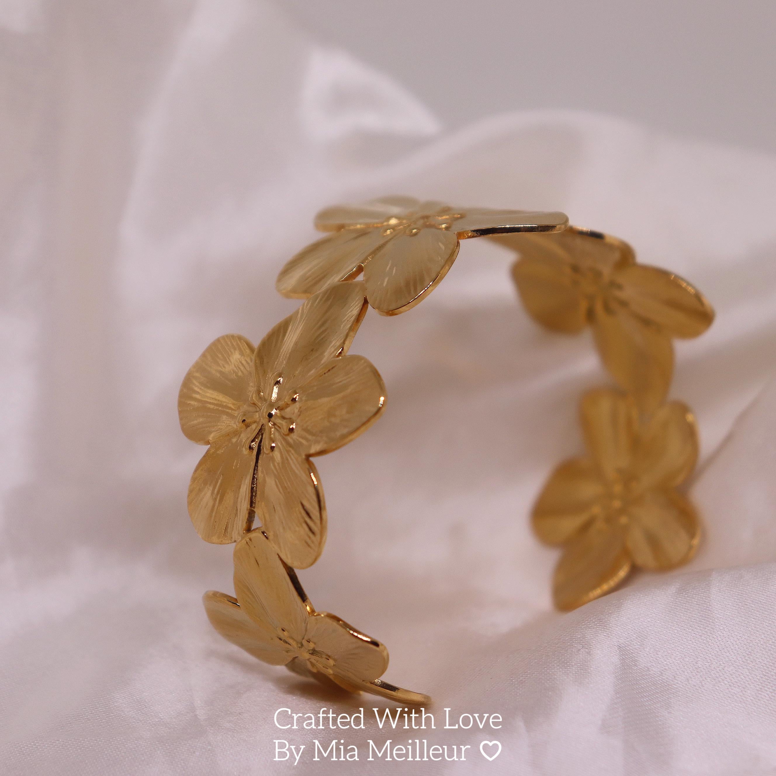 Golden Flower Cuff Bracelet