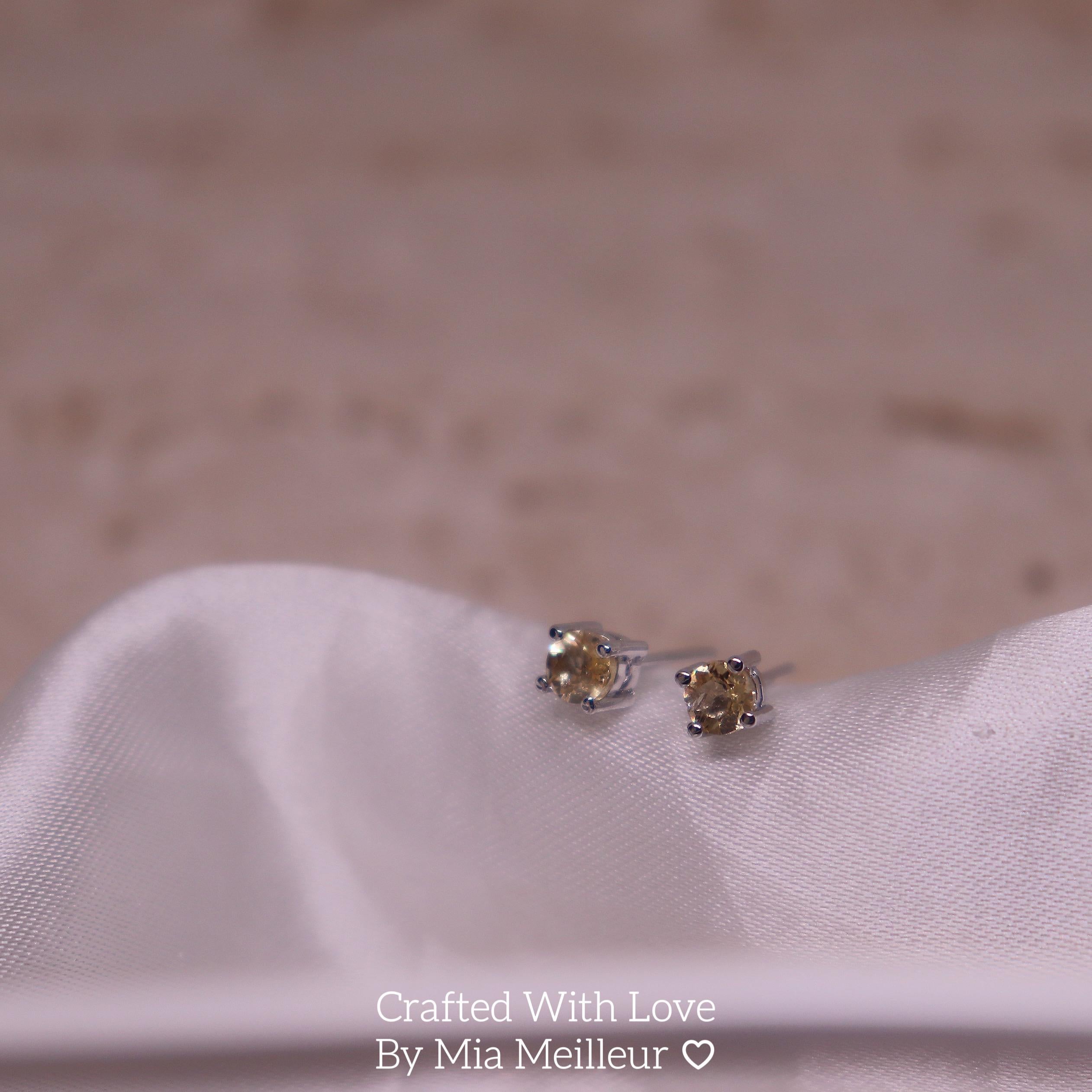 Minimalist Yellow Gemstone Stud Earrings