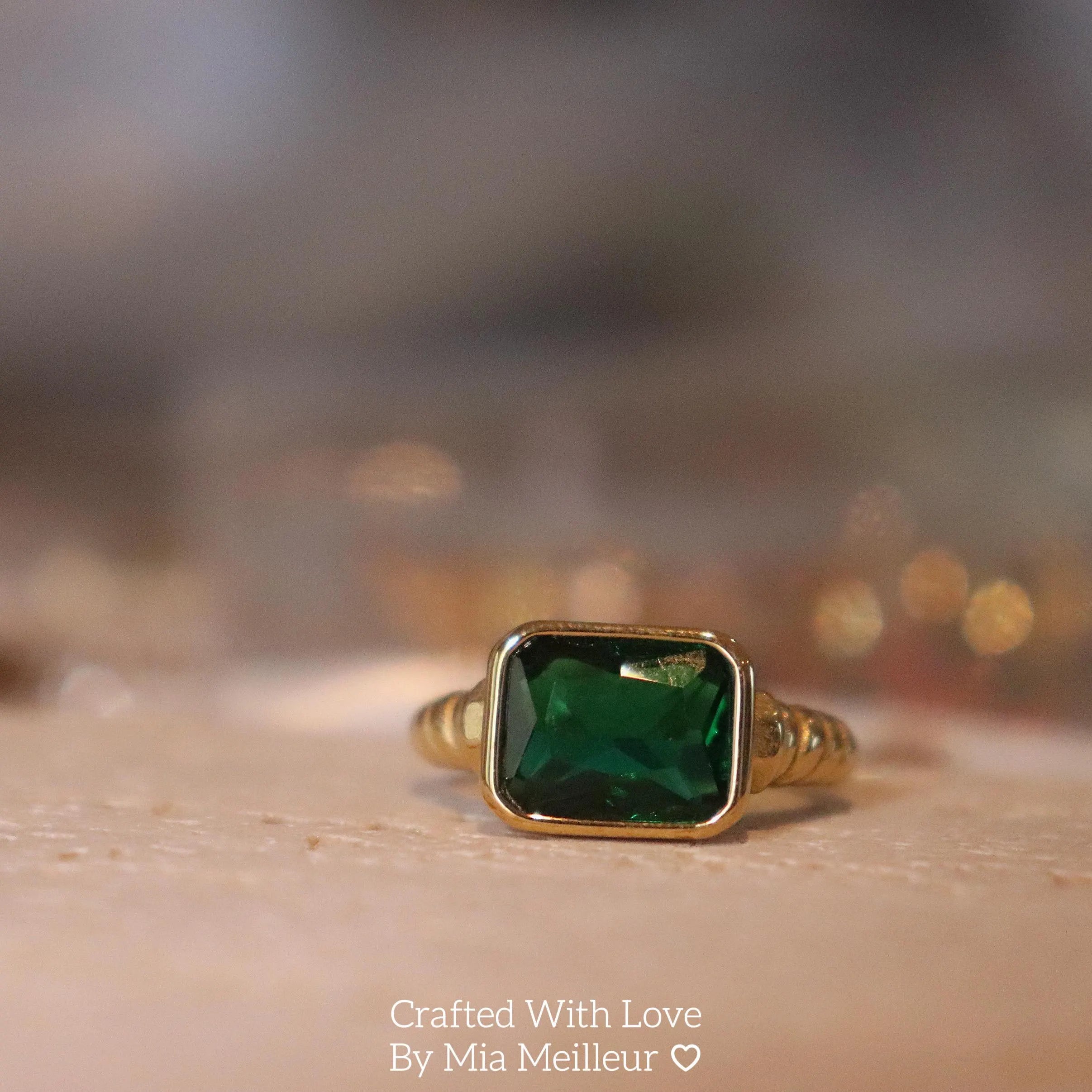 Baguette Cut Emerald Gold Ring