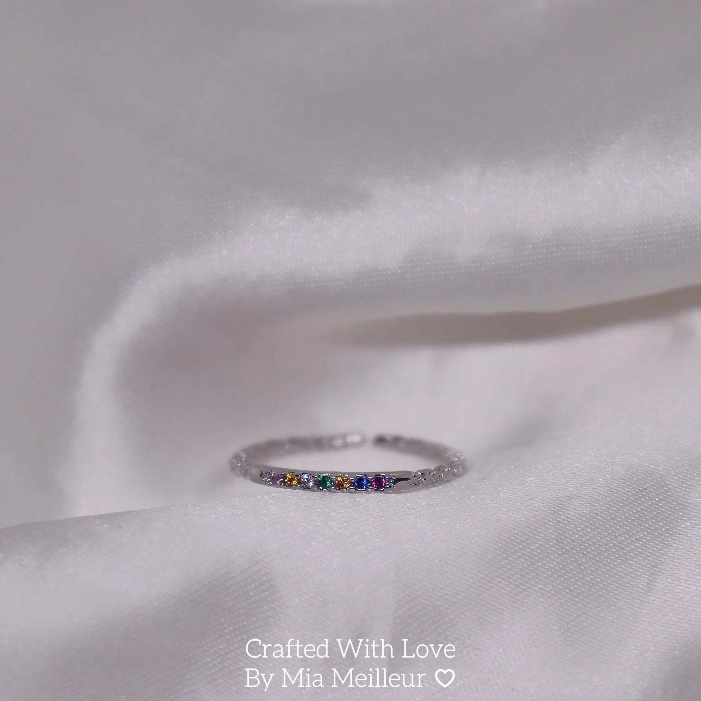 Dainty Rainbow Gemstone Ring