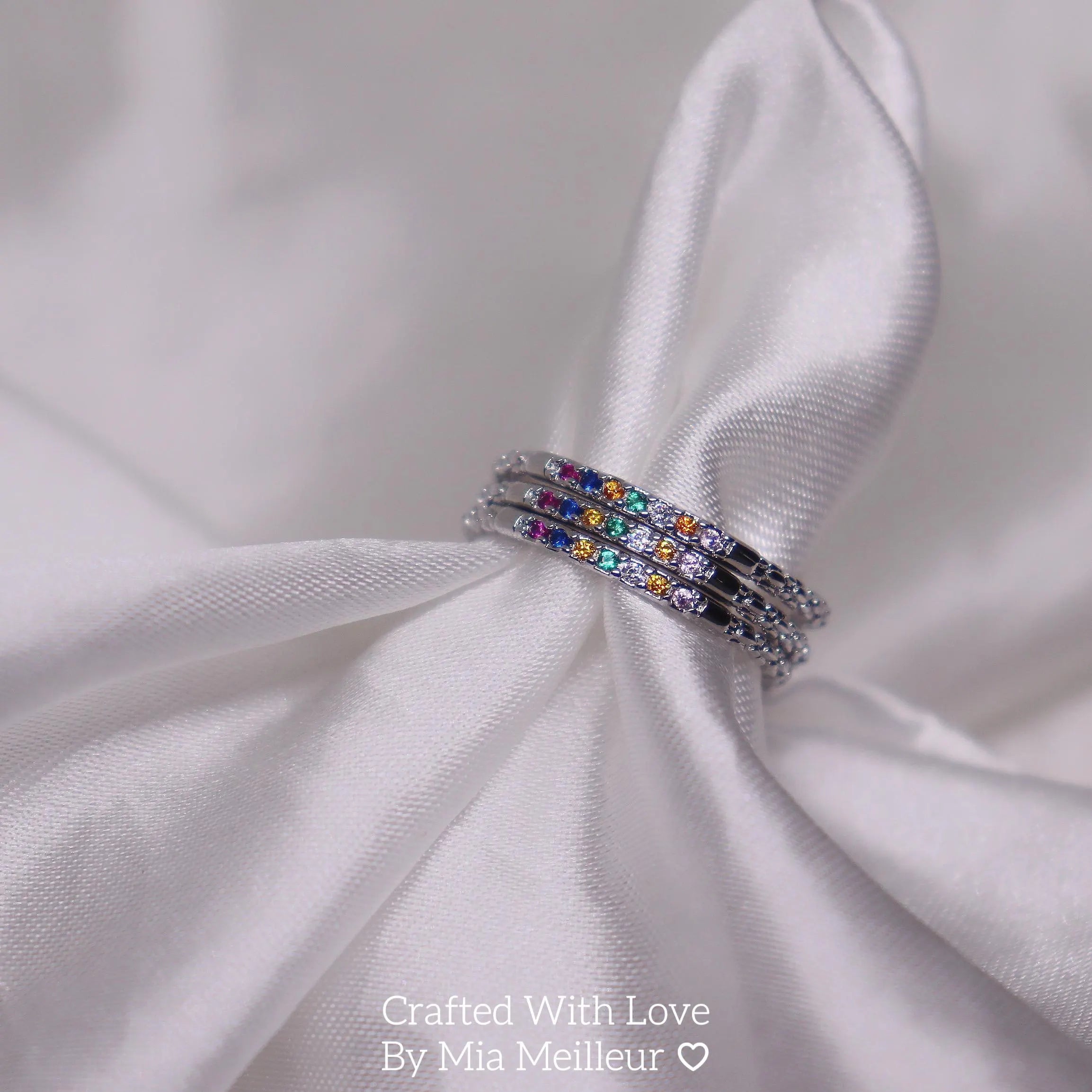 Dainty Rainbow Gemstone Ring