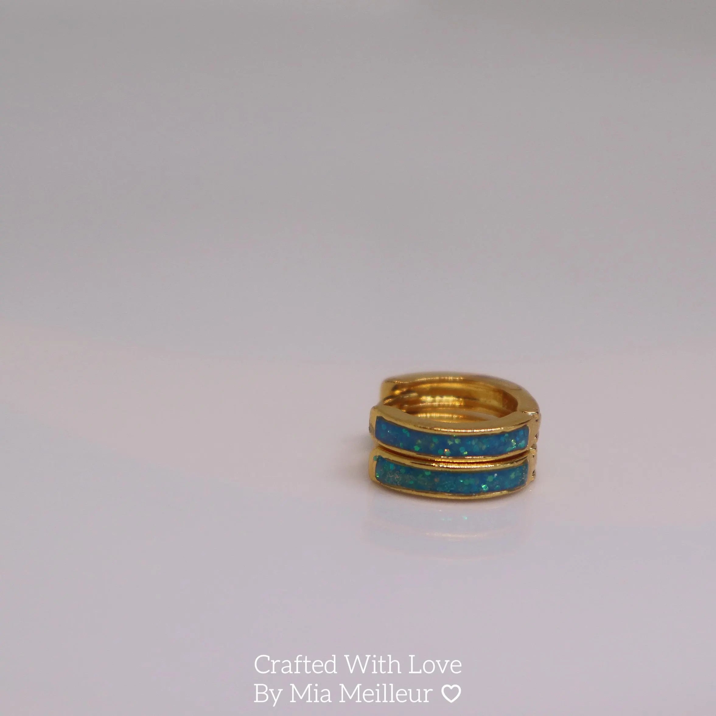 Dainty Blue Opal Huggie Earrings