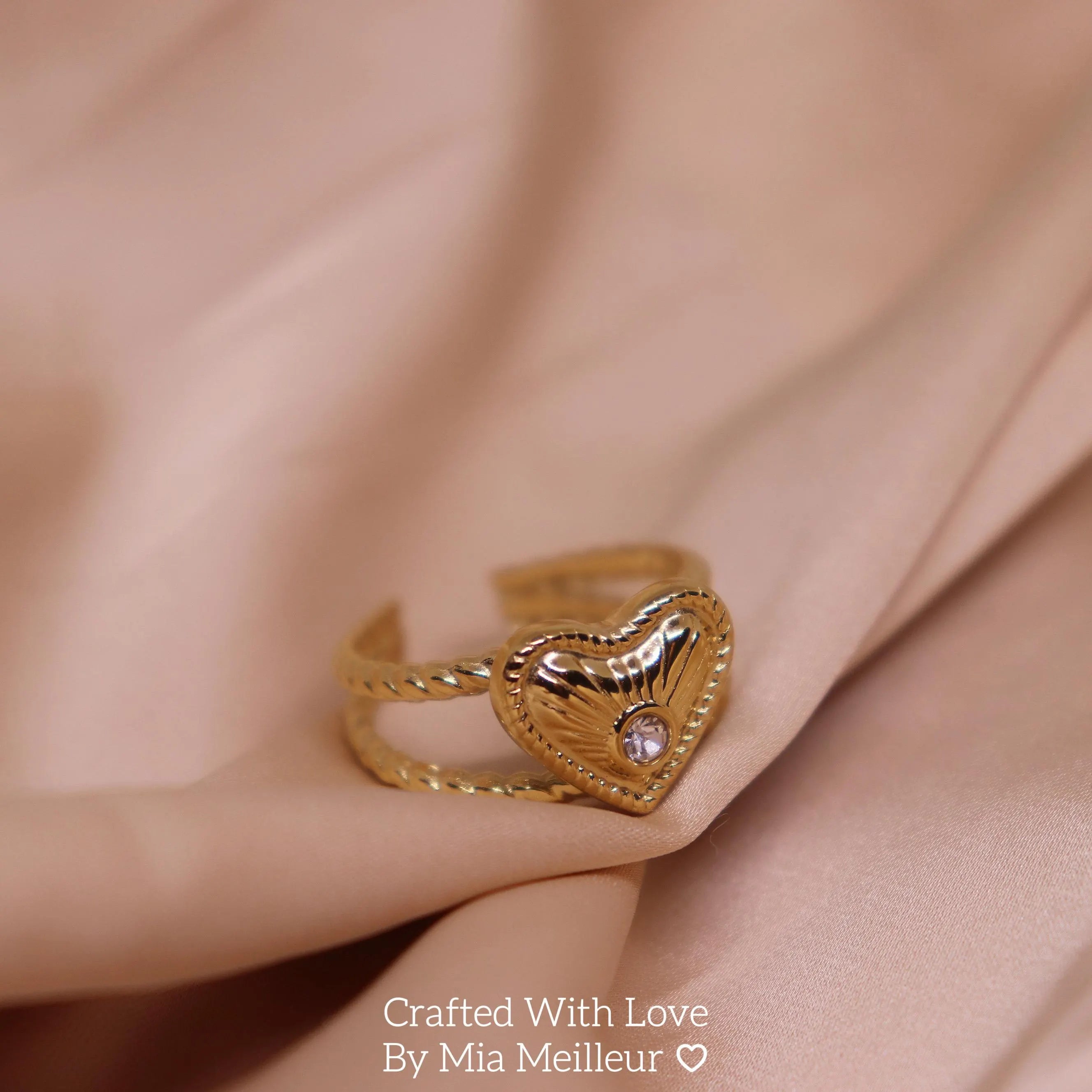 Radiant Heart Double Band Open Ring