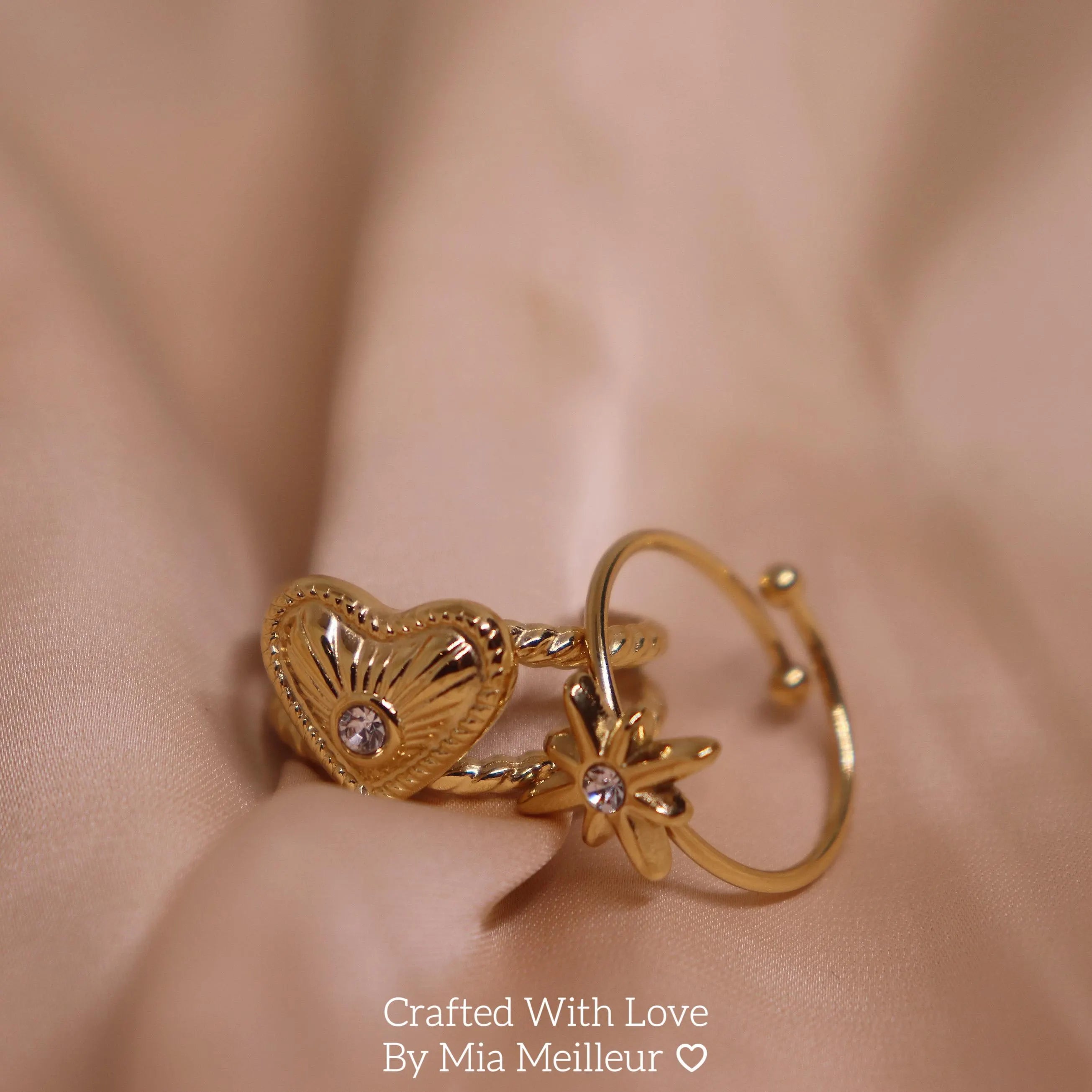 Radiant Heart Double Band Open Ring