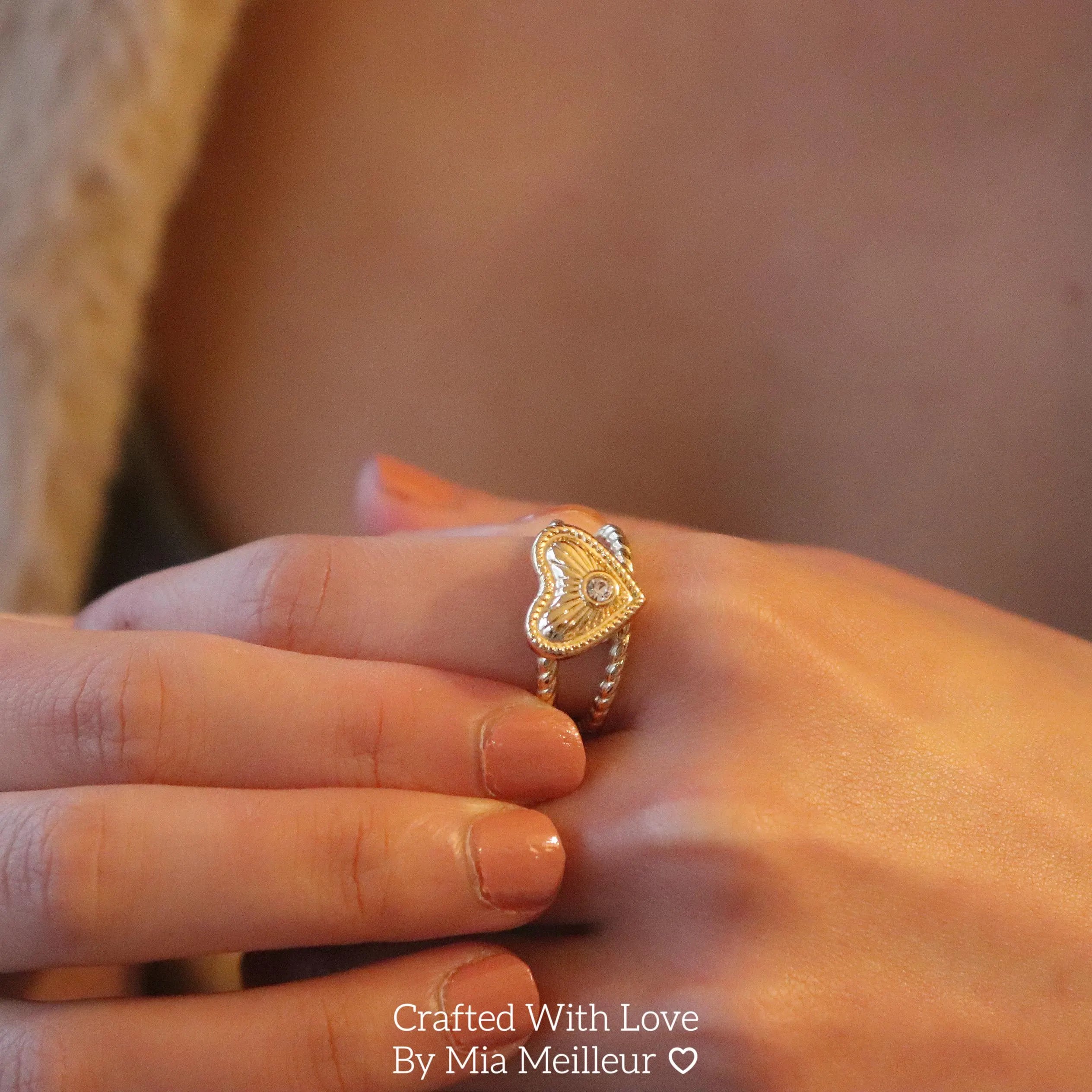 Radiant Heart Double Band Open Ring