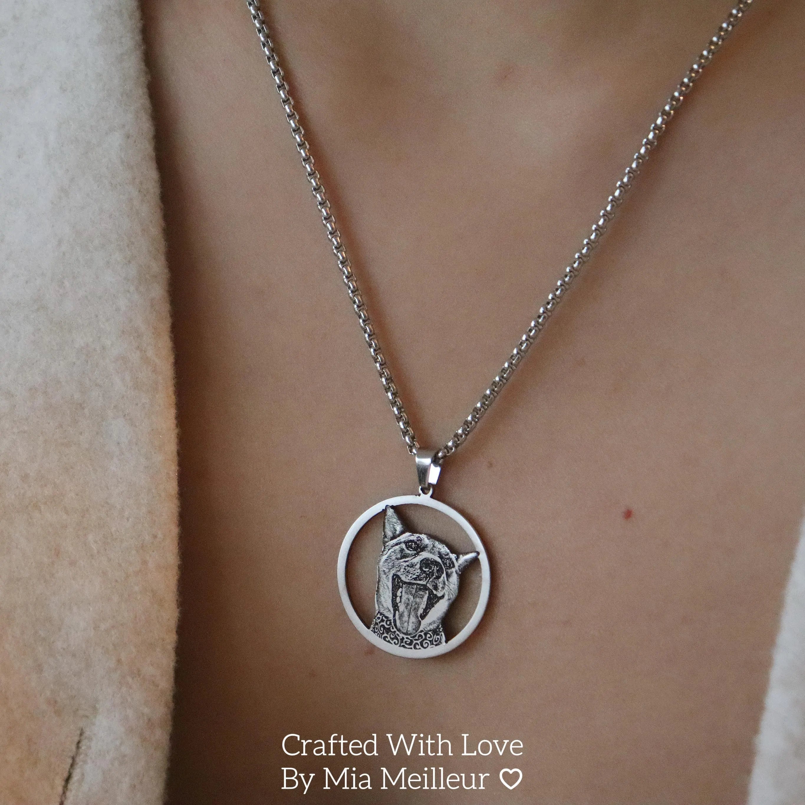 Personalized Pet Portrait Halo Necklace