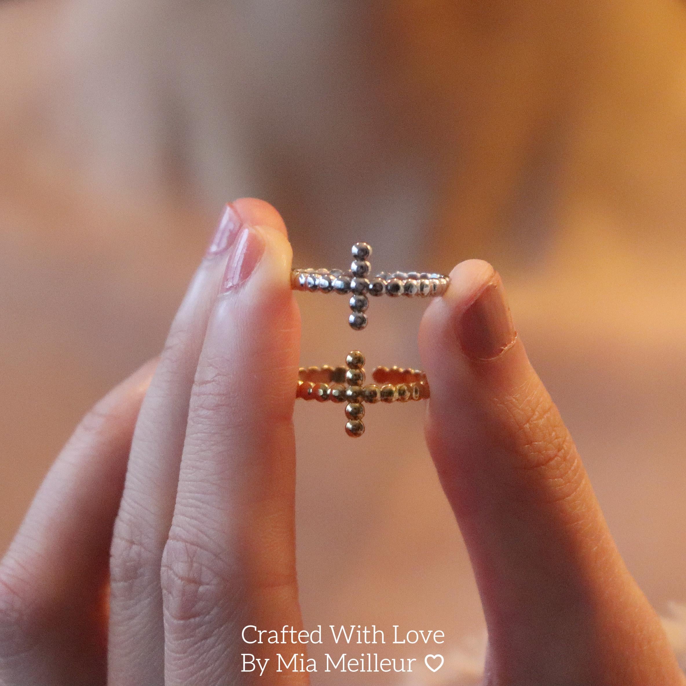 Beaded Cross Ring