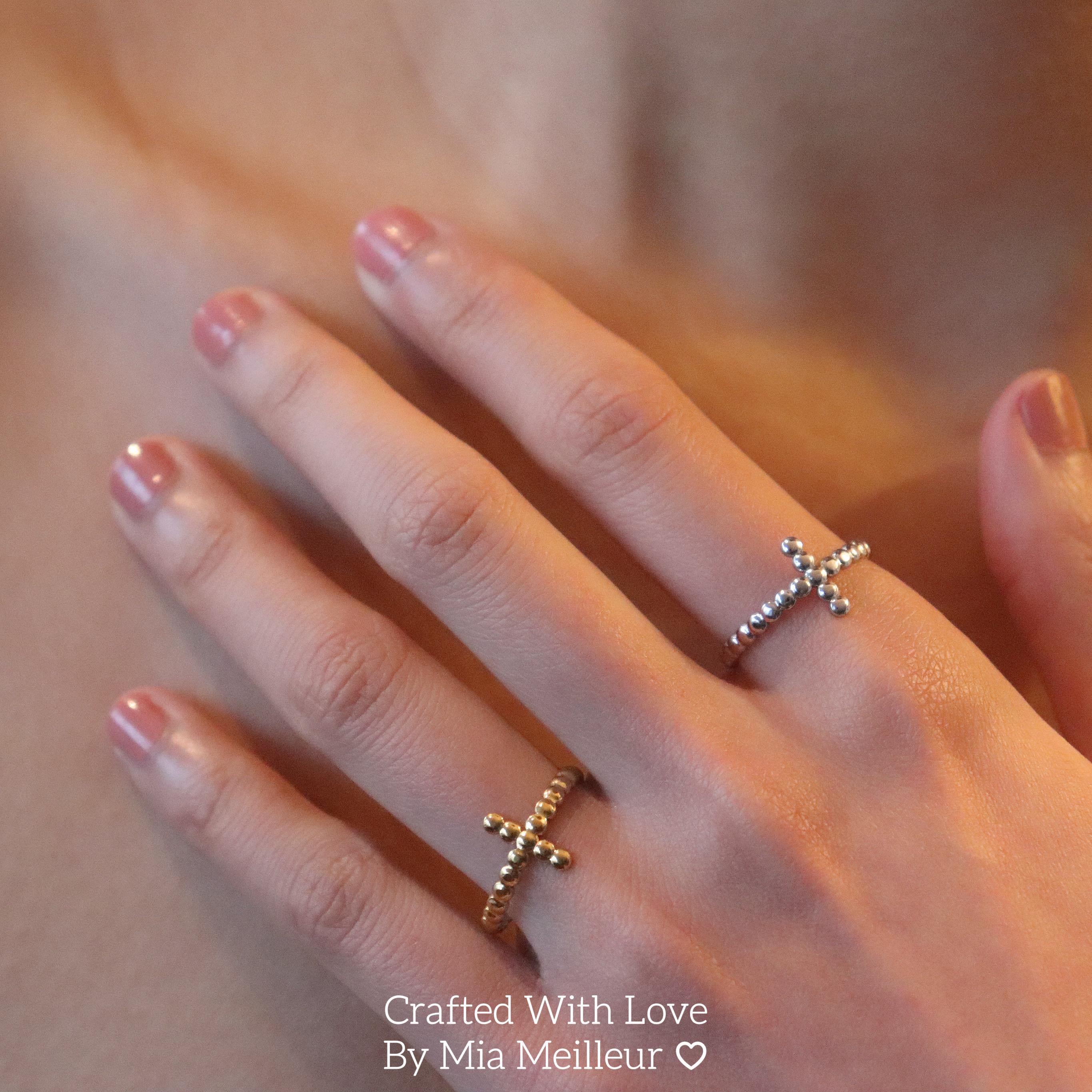Beaded Cross Ring
