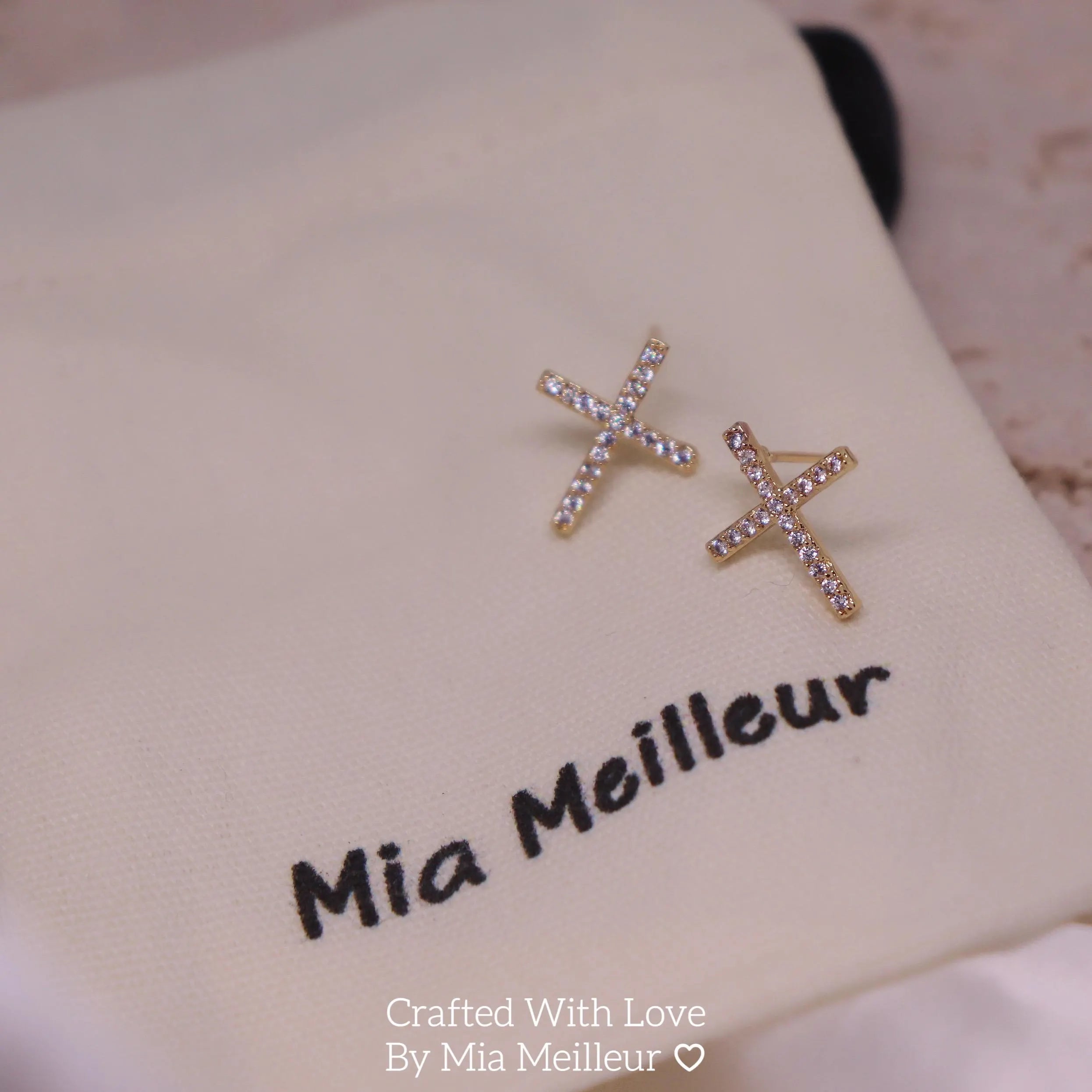 Diamond Cross Stud Earrings