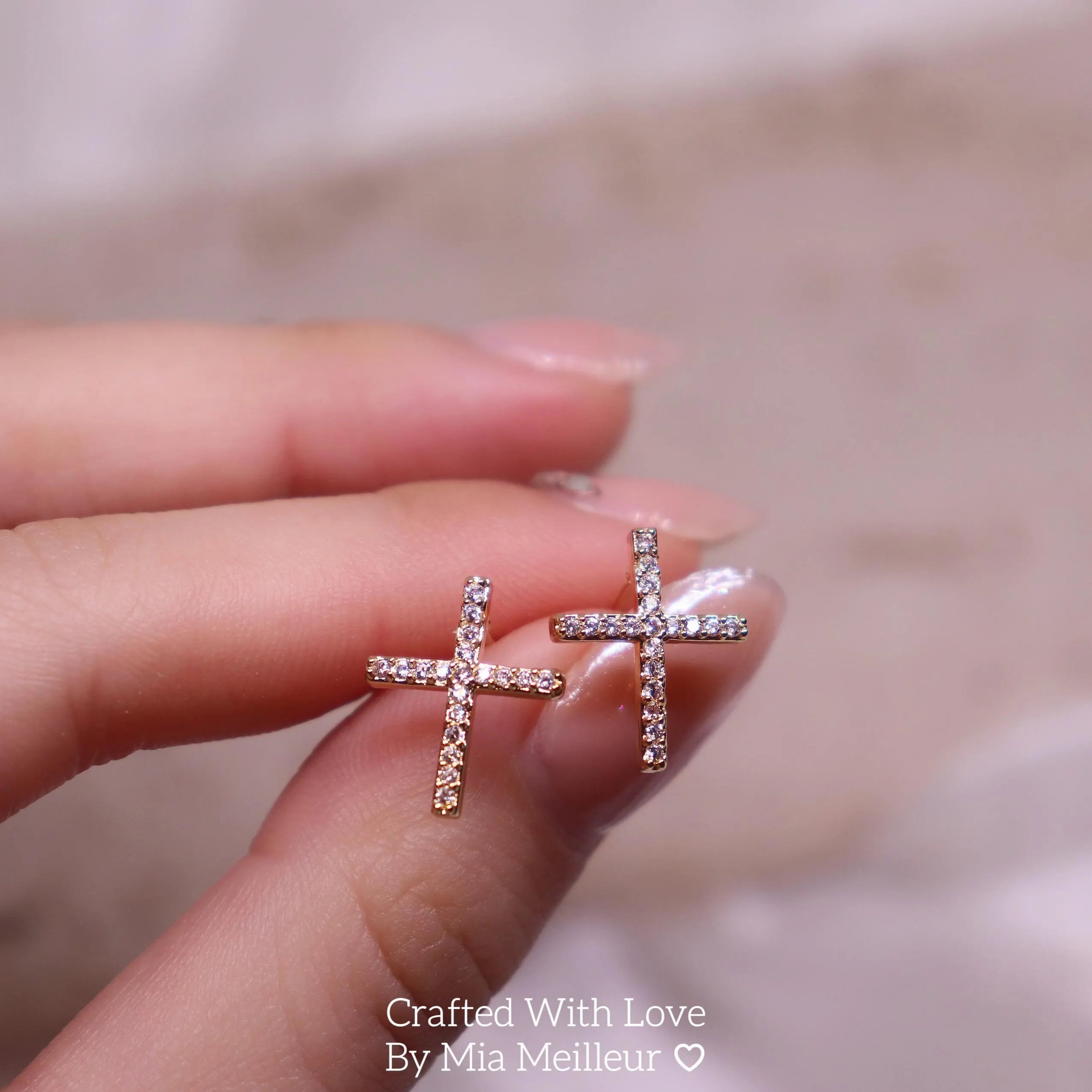 Diamond Cross Stud Earrings