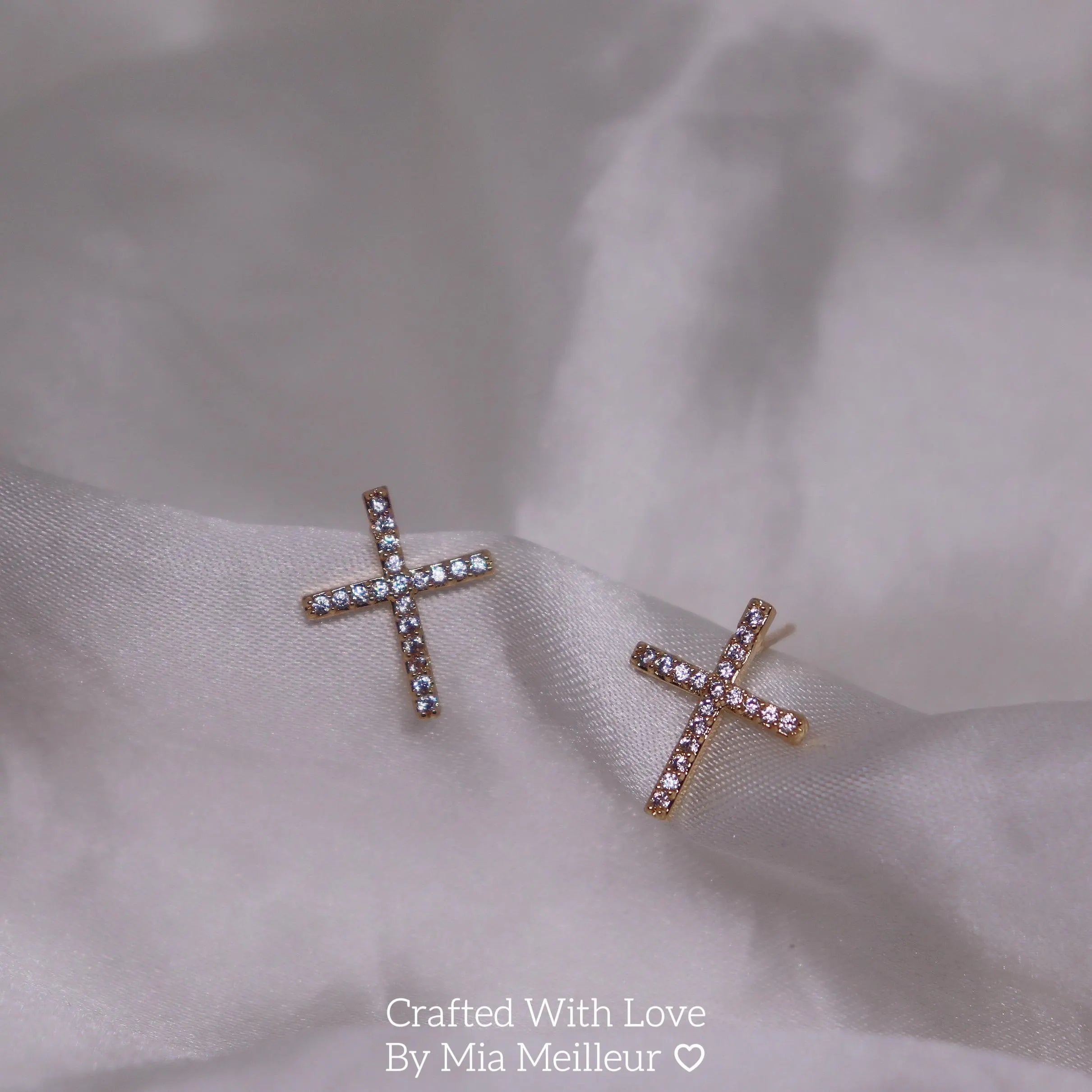 Diamond Cross Stud Earrings
