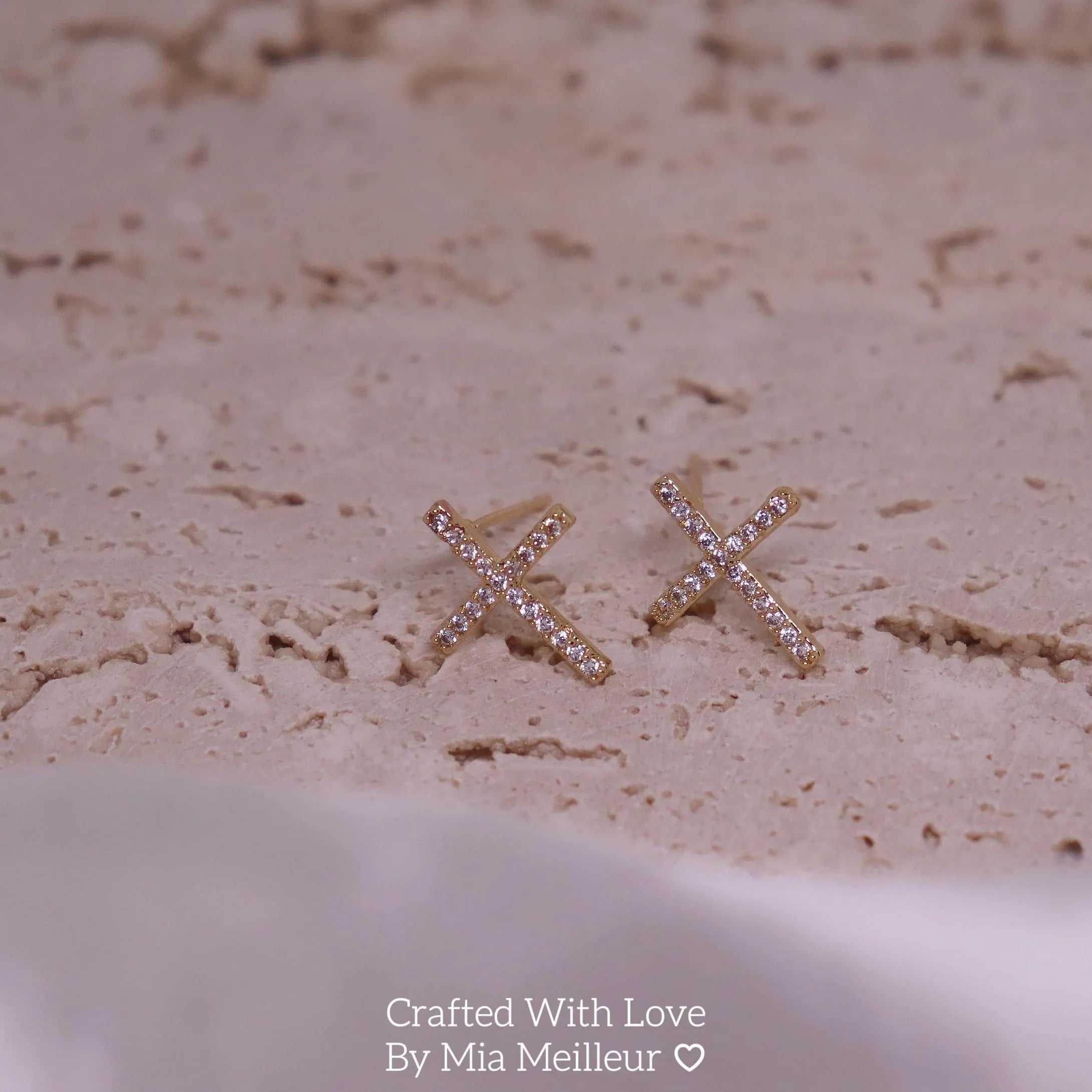 Diamond Cross Stud Earrings