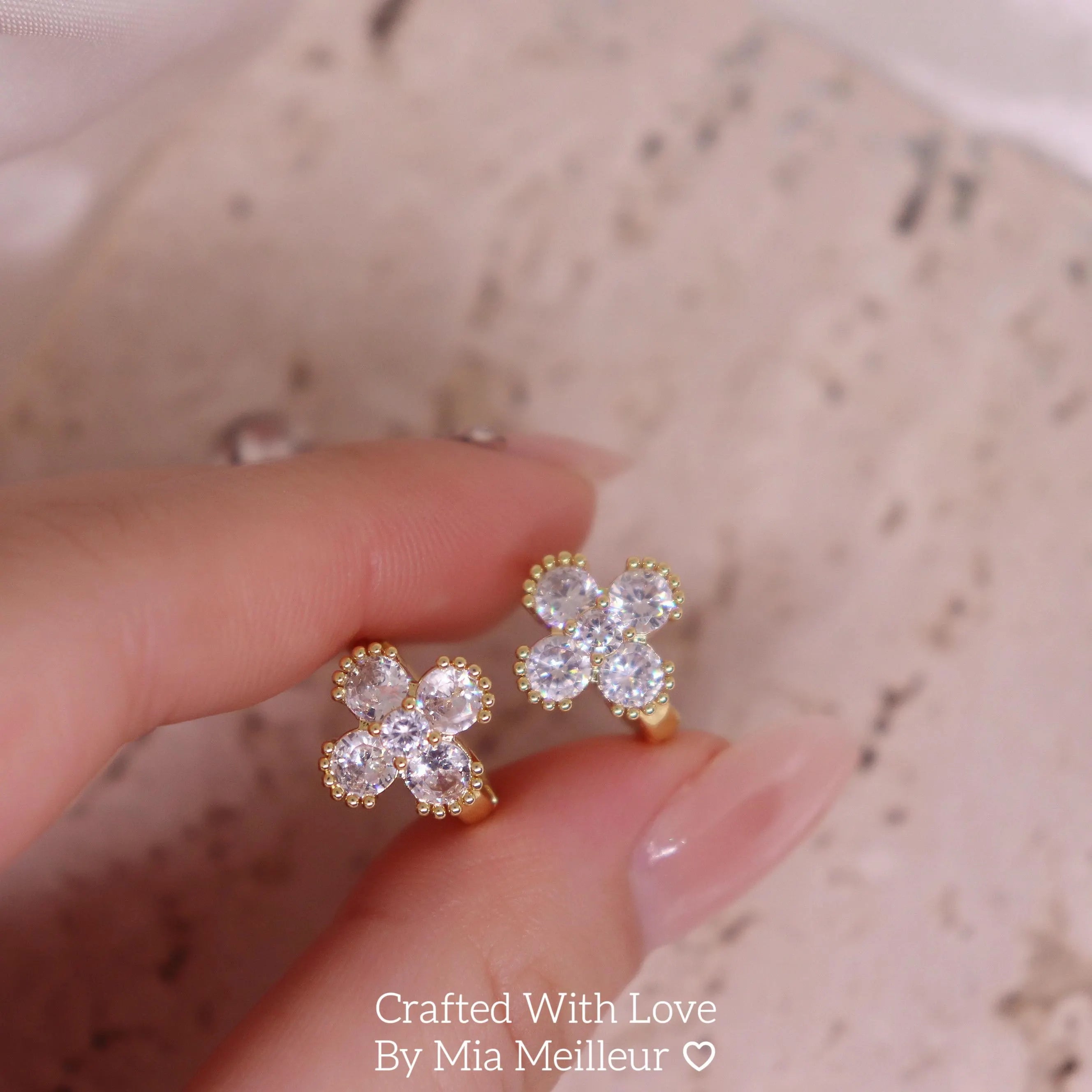 Flower Huggie Hoop Earrings