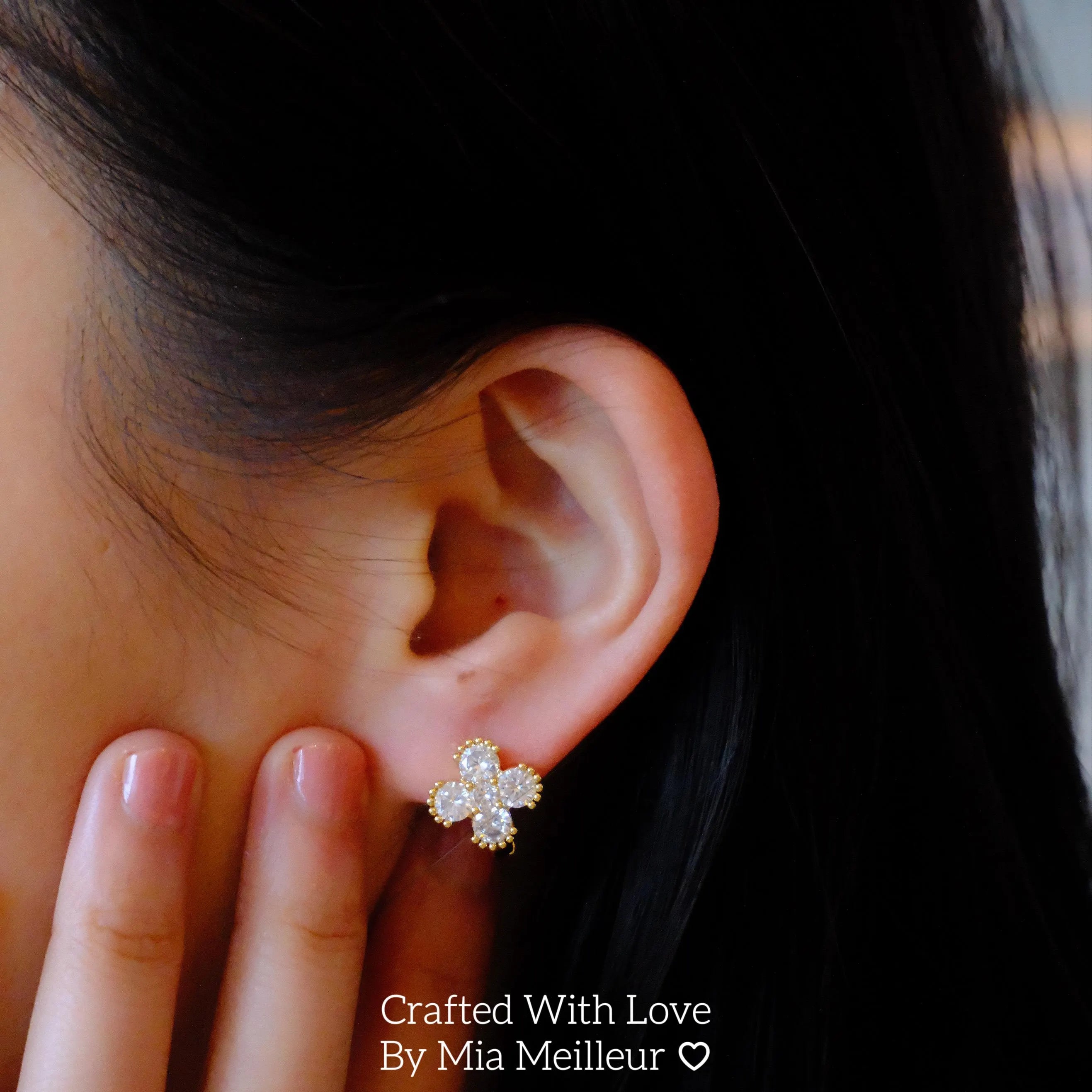 Flower Huggie Hoop Earrings