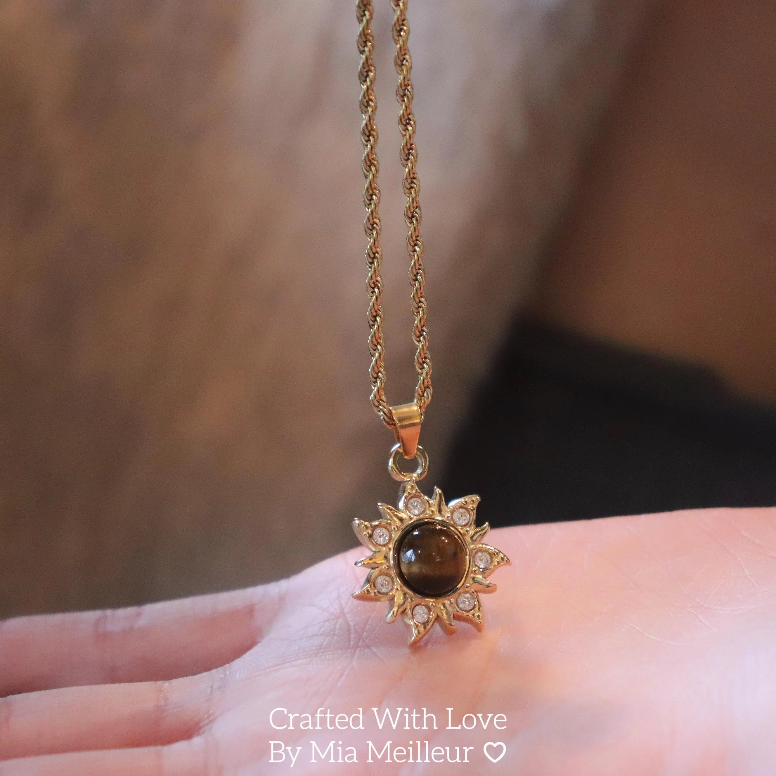 Sun Pendant Tiger’s Eye Necklace MN041