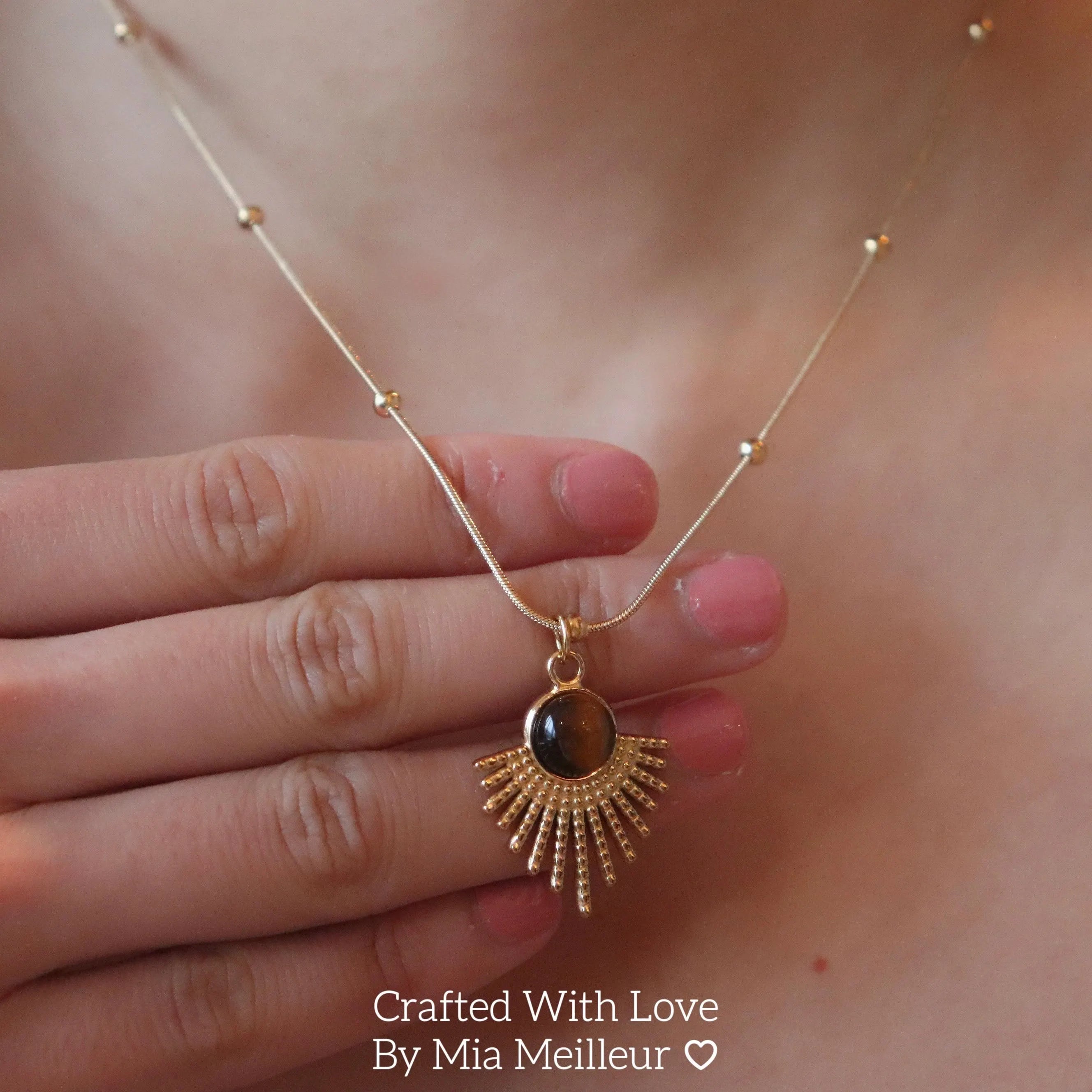 Vintage Sunburst Tiger’s Eye Necklace MN040