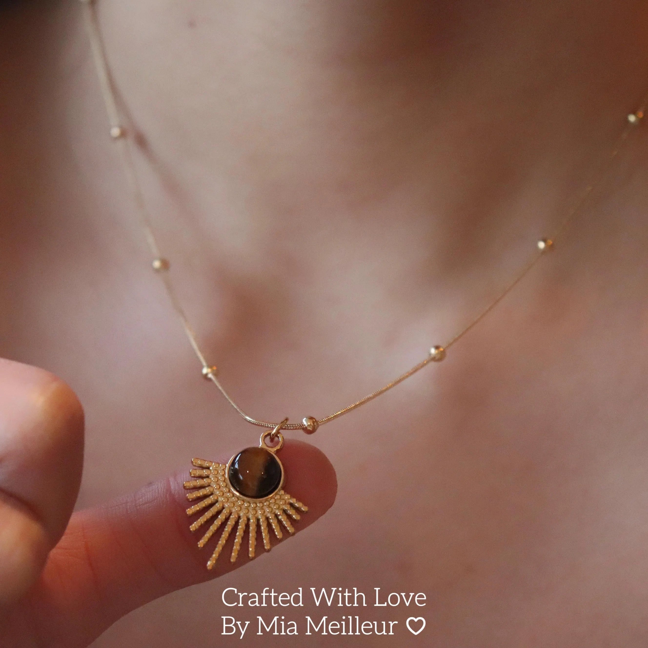 Vintage Sunburst Tiger’s Eye Necklace MN040