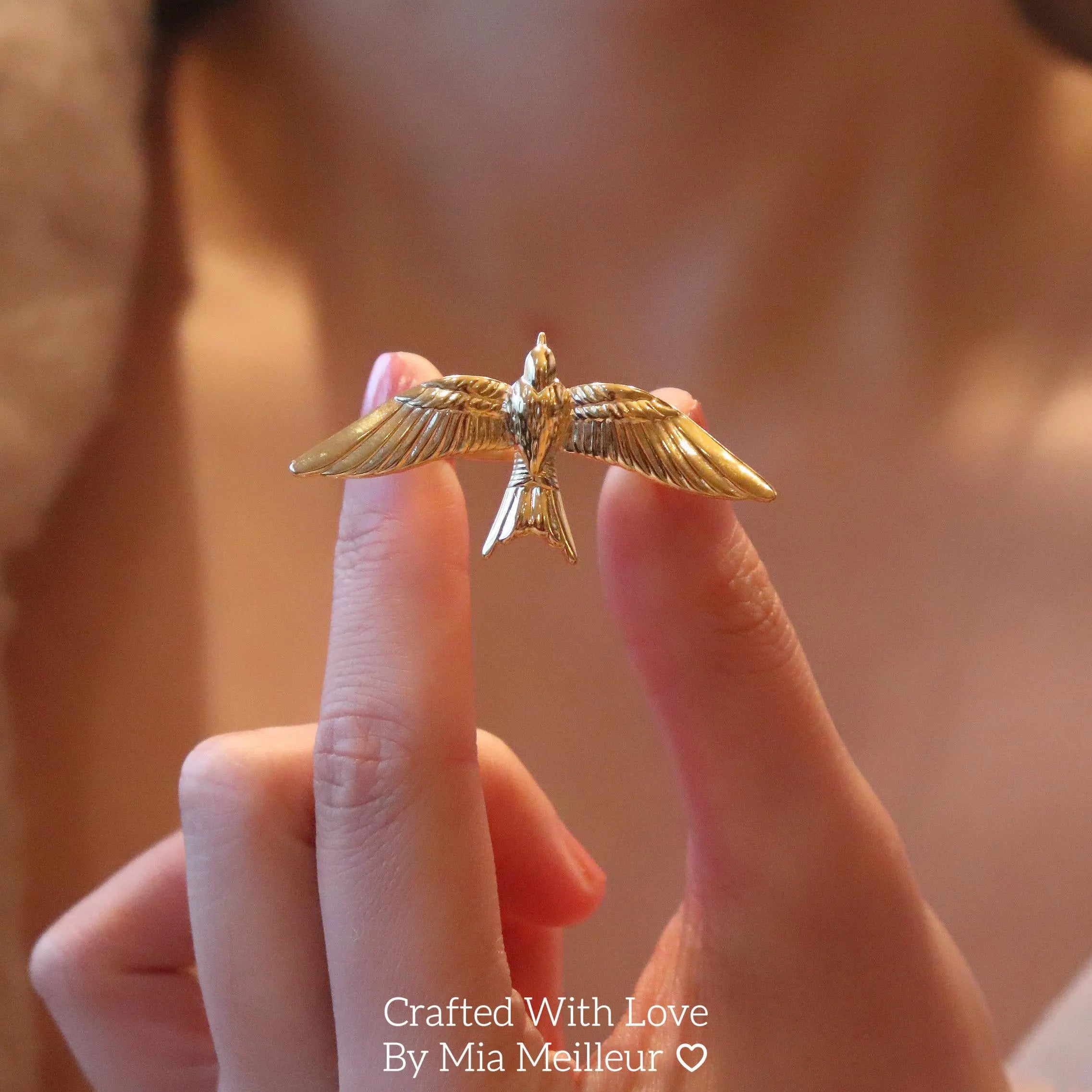 Flying Bird Gold Ring, Bold Statement Ring