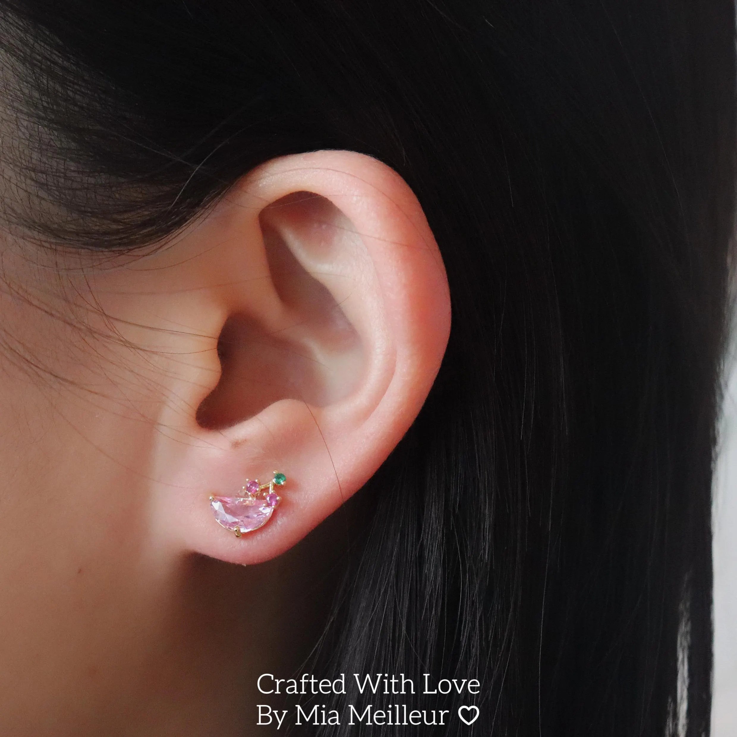 Cute Cocktail & Cherry Stud Earrings
