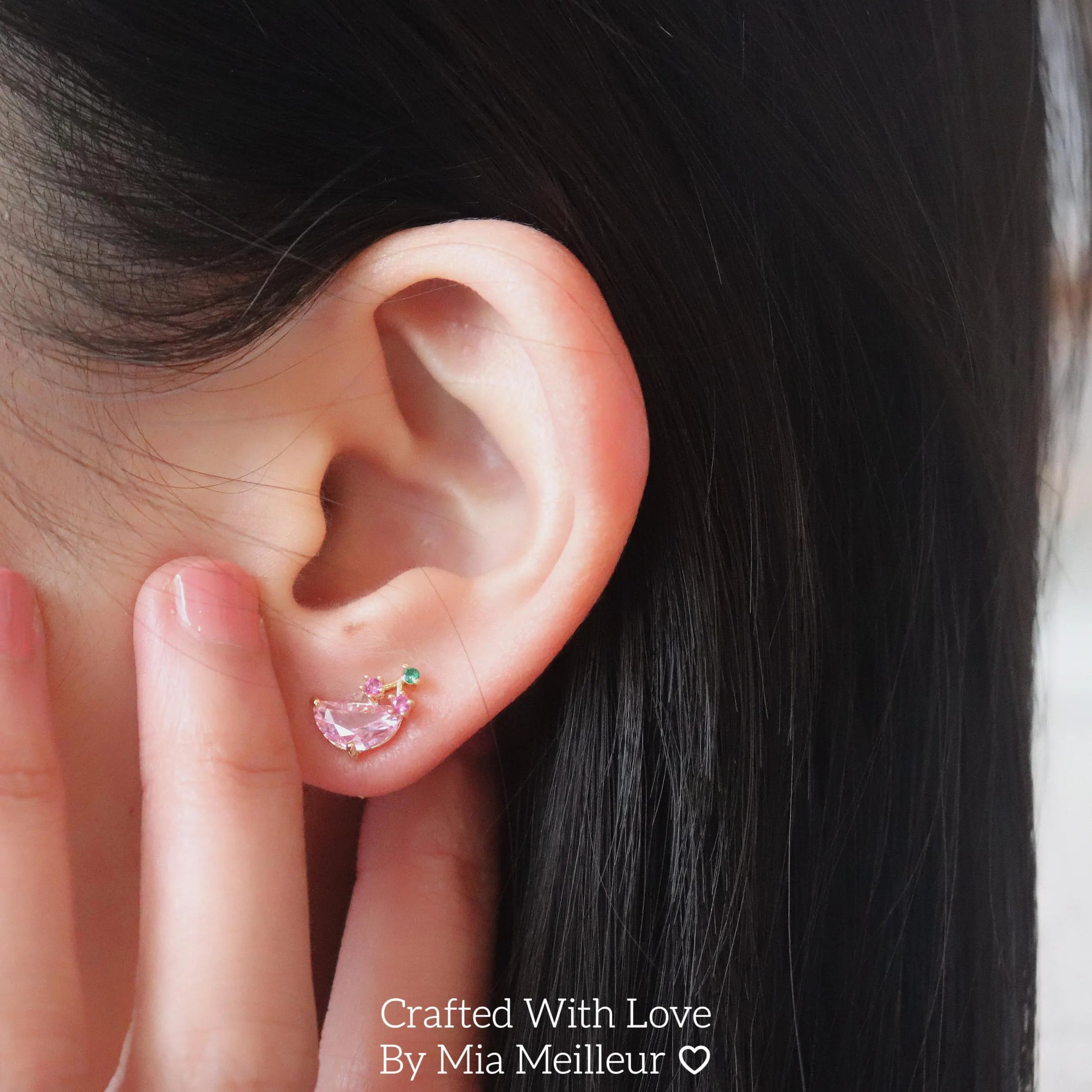 Cute Cocktail & Cherry Stud Earrings