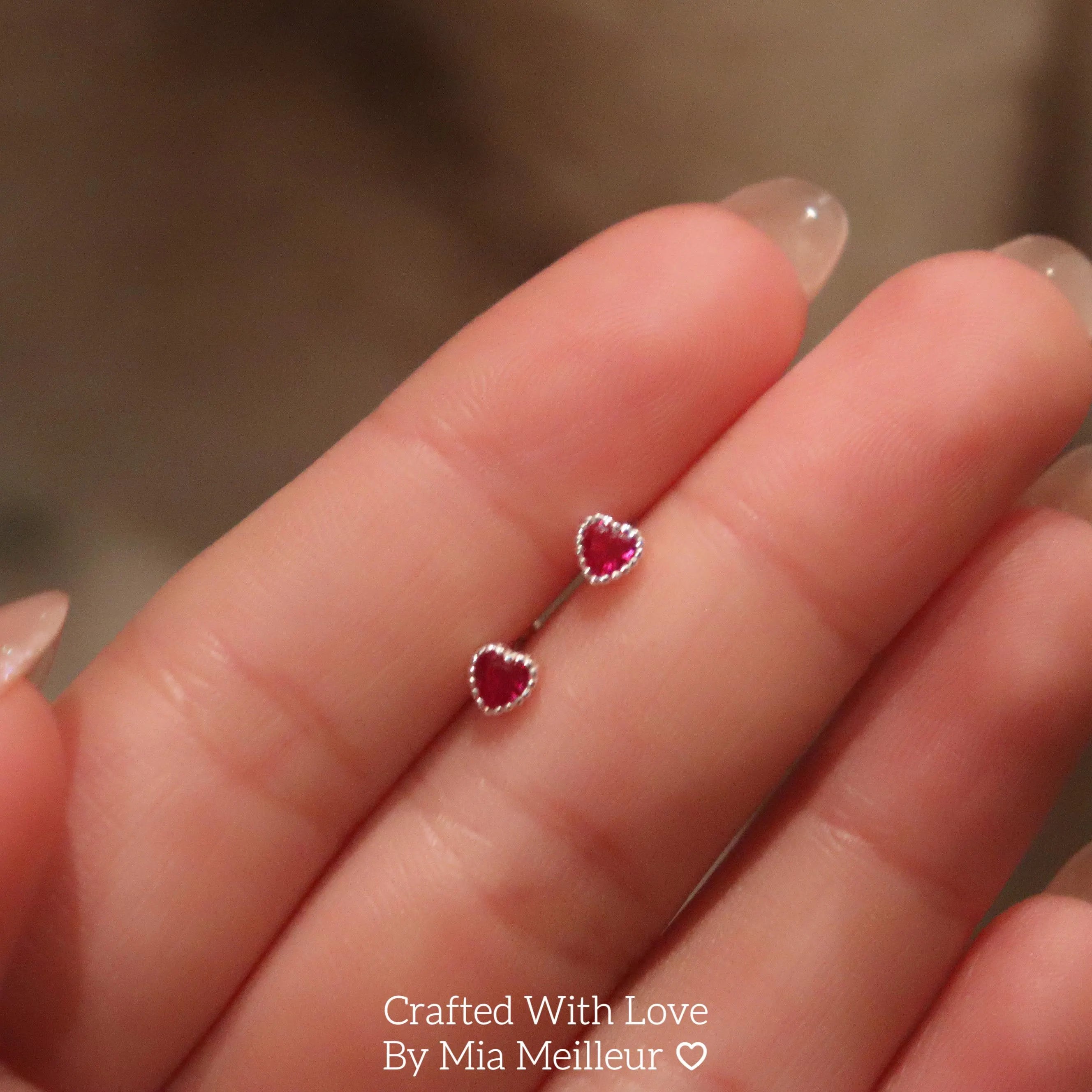 Tiny Love Heart Stud Earrings