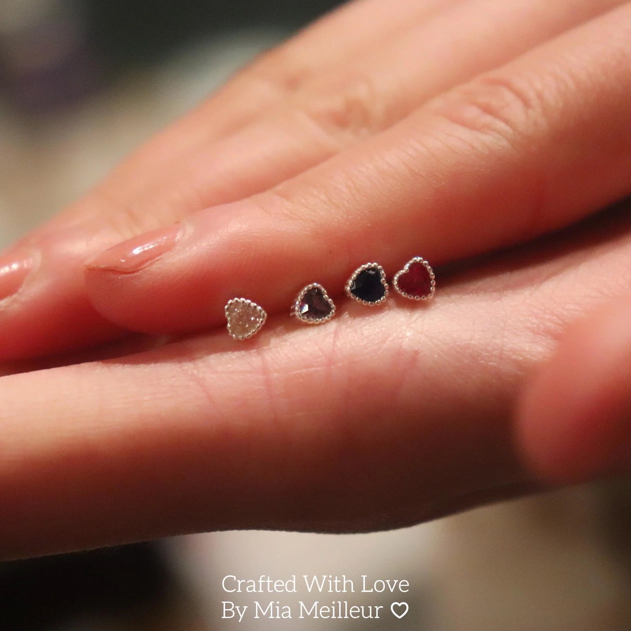 Tiny Love Heart Stud Earrings