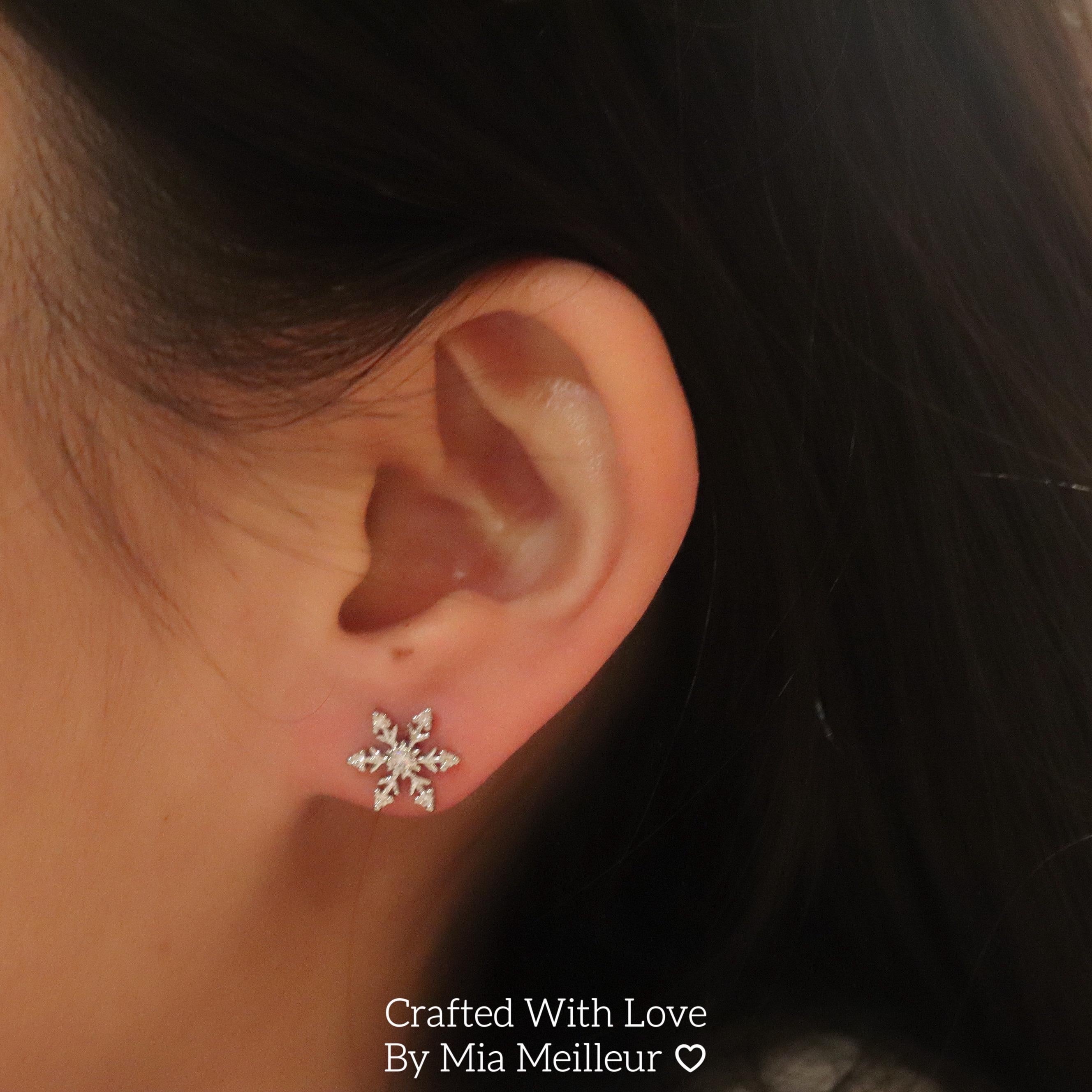 Dainty Snowflake Diamond Stud Earrings