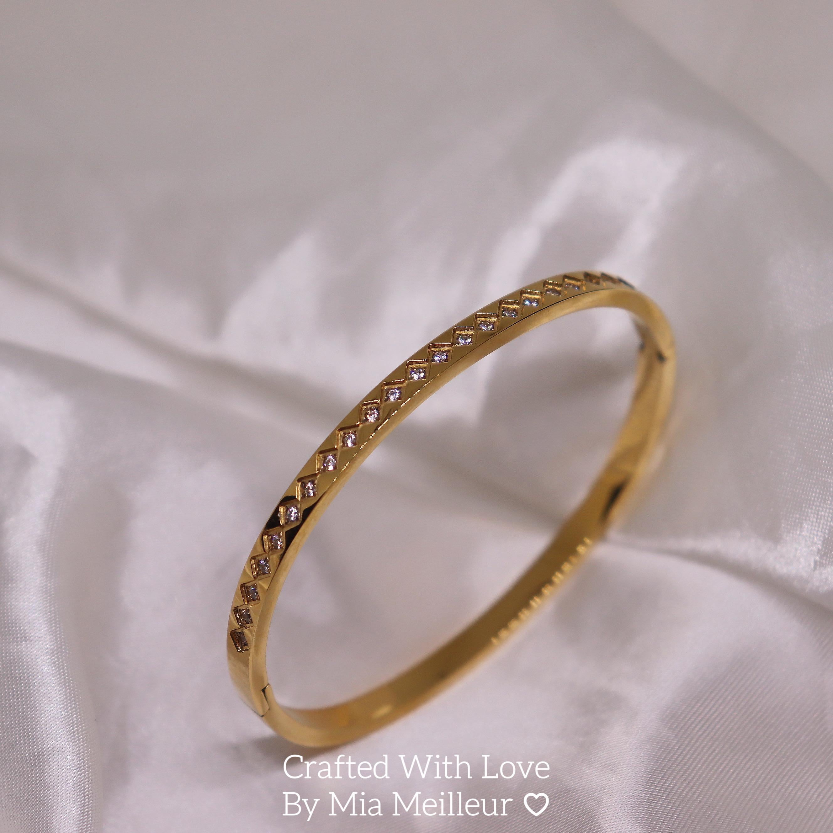Half Eternity Gold Bangle Bracelet