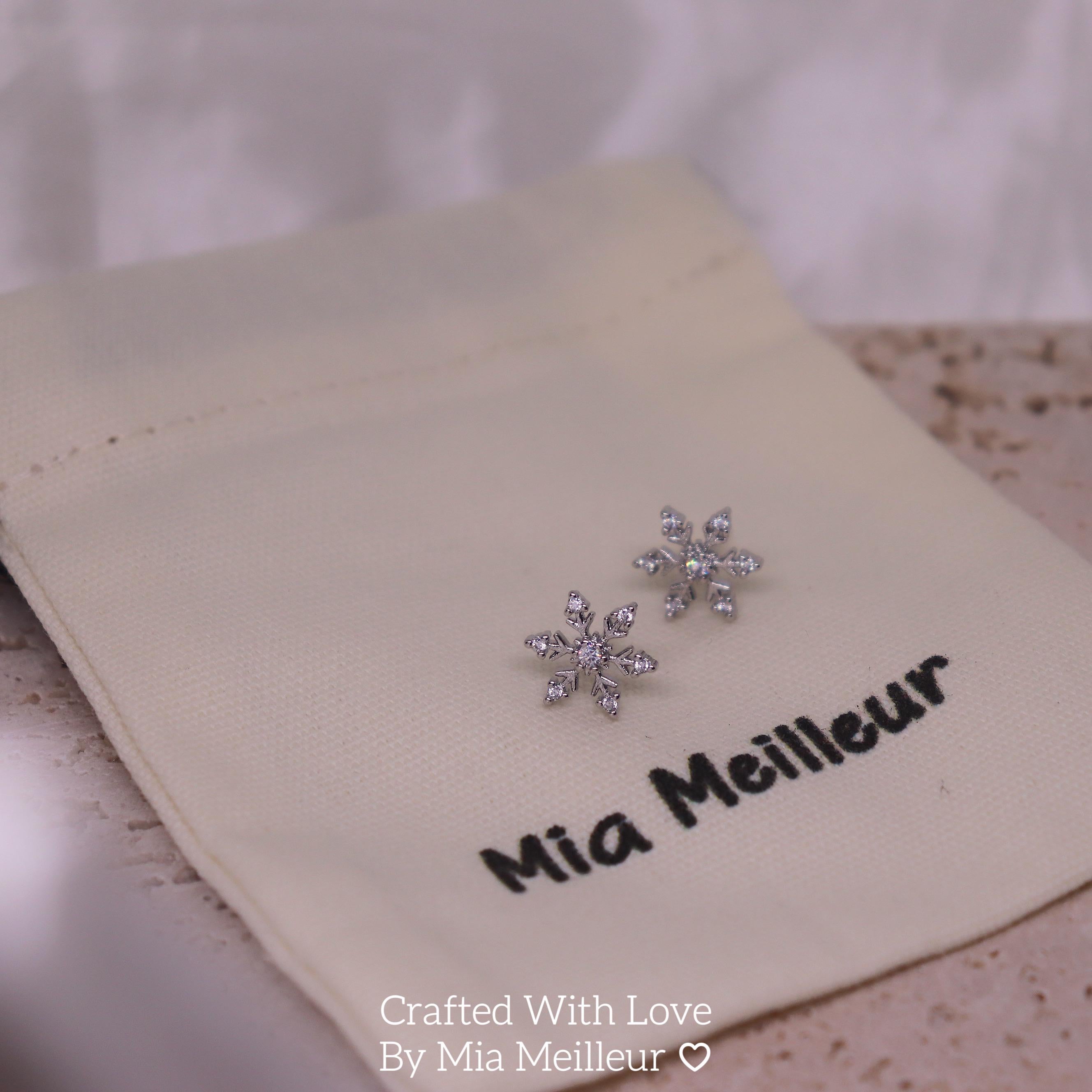 Dainty Snowflake Diamond Stud Earrings
