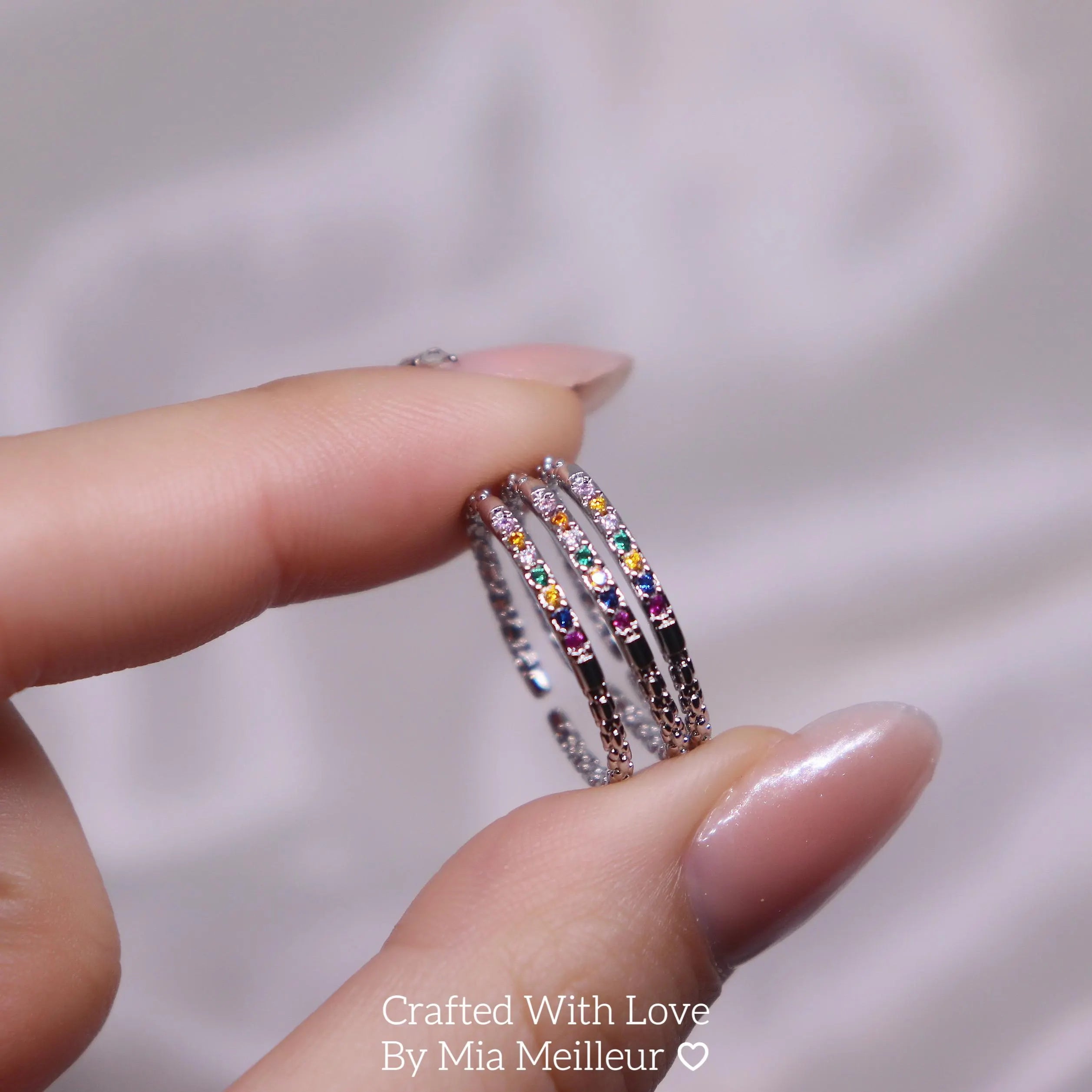 Dainty Rainbow Gemstone Ring