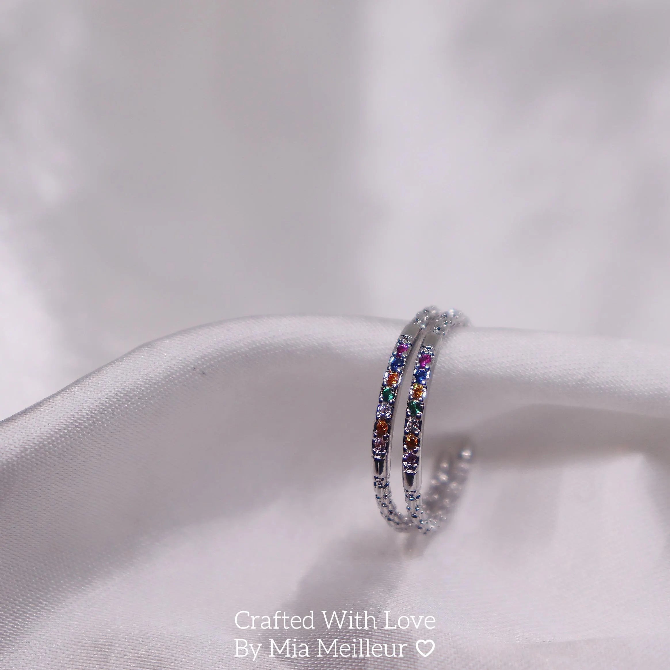 Dainty Rainbow Gemstone Ring