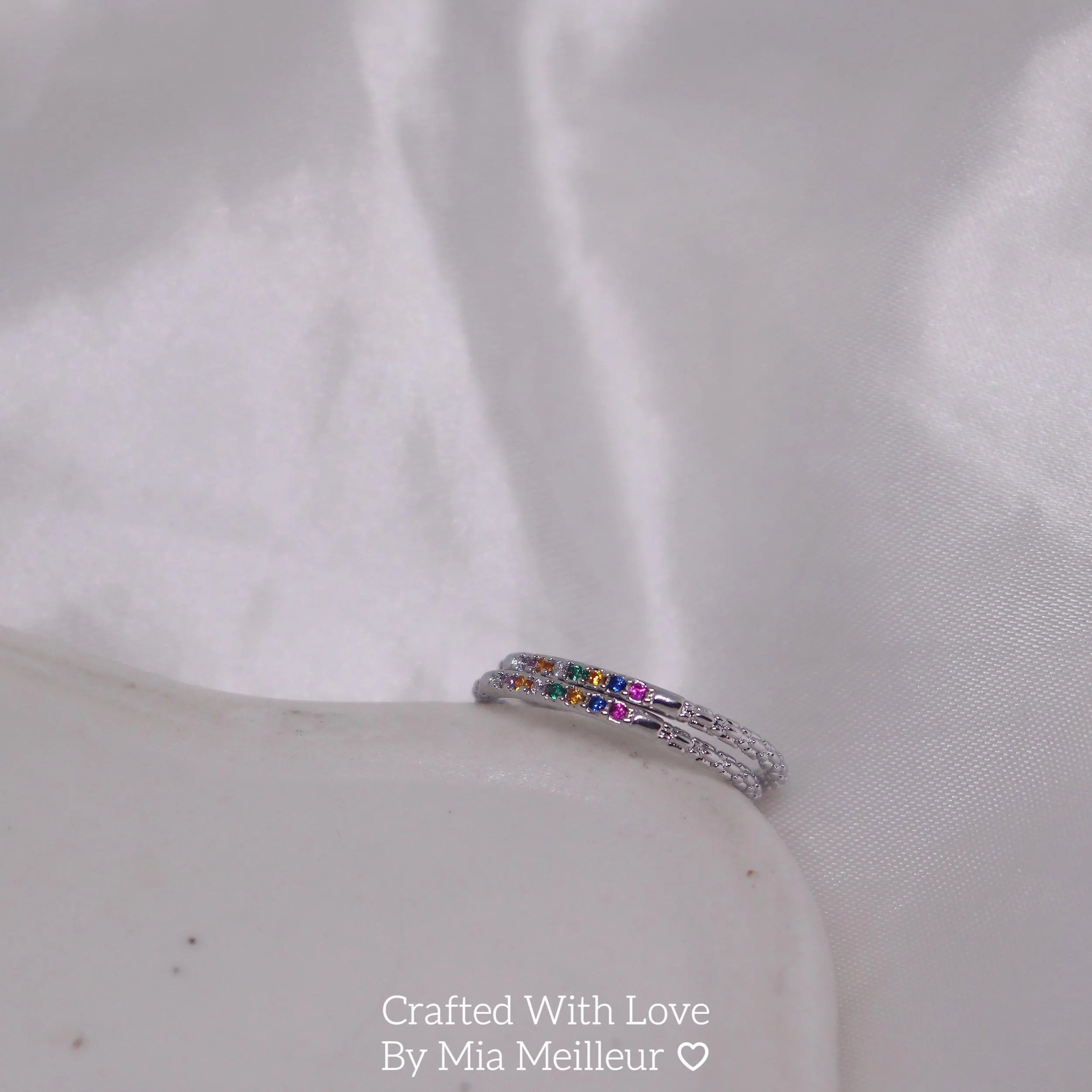 Dainty Rainbow Gemstone Ring