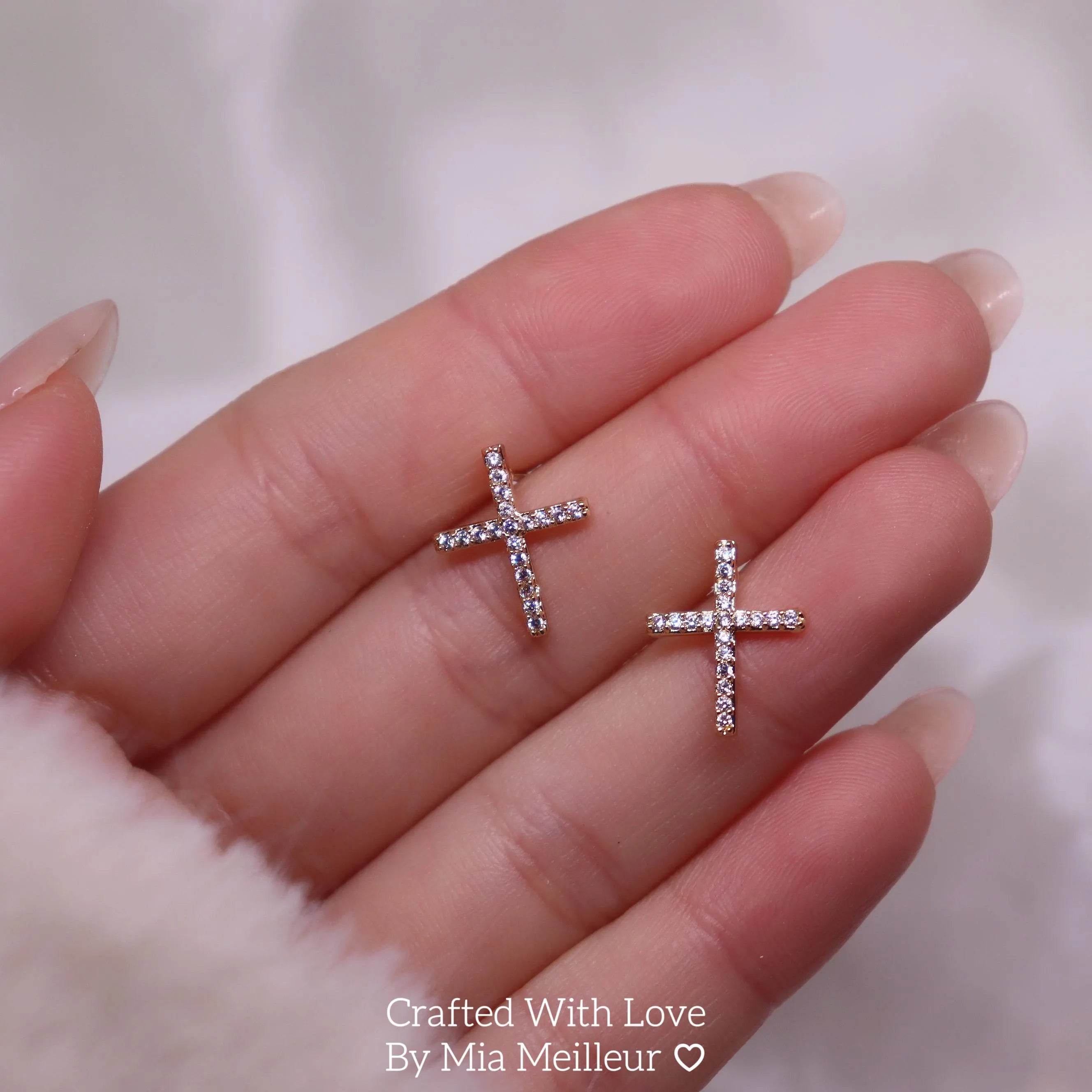 Diamond Cross Stud Earrings