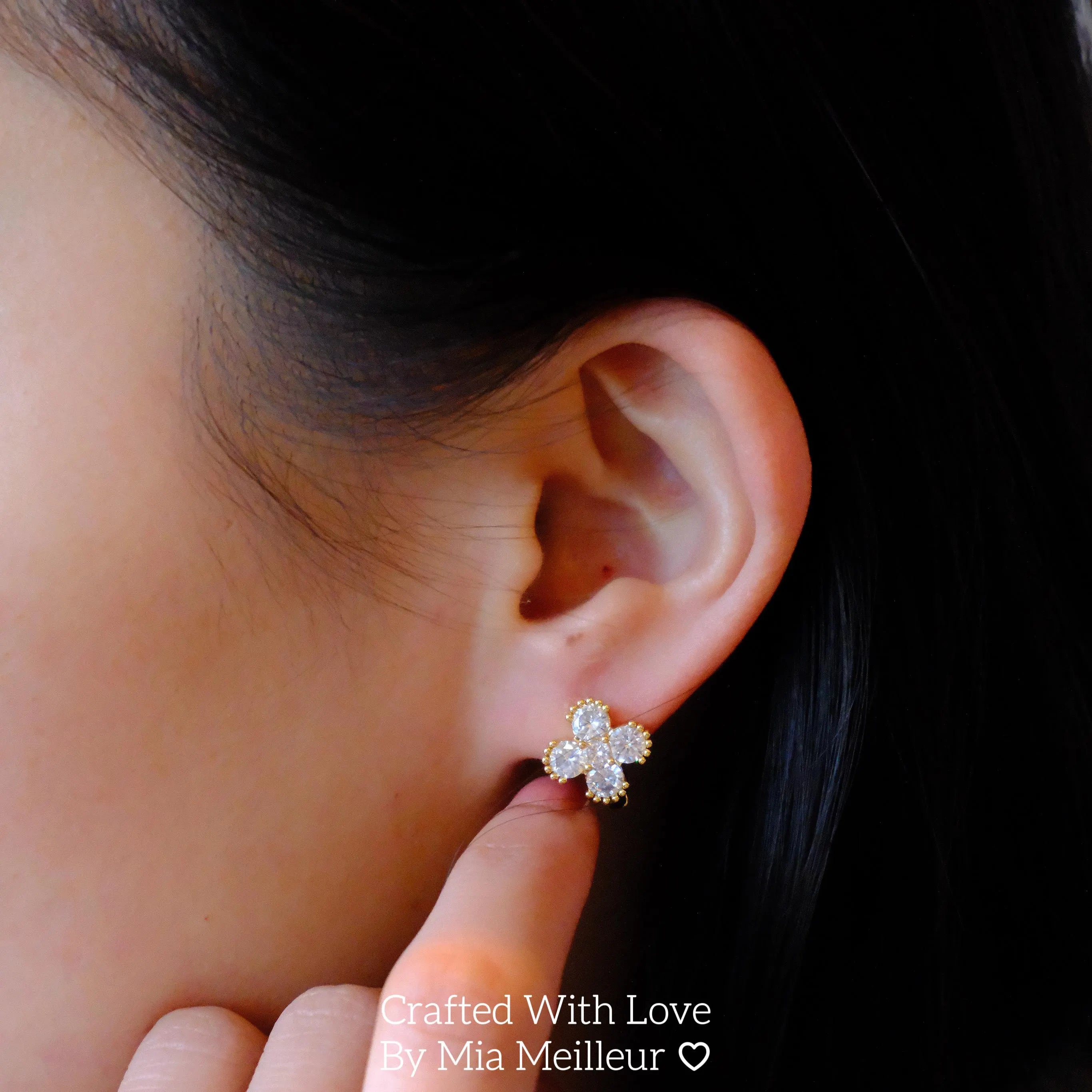 Flower Huggie Hoop Earrings