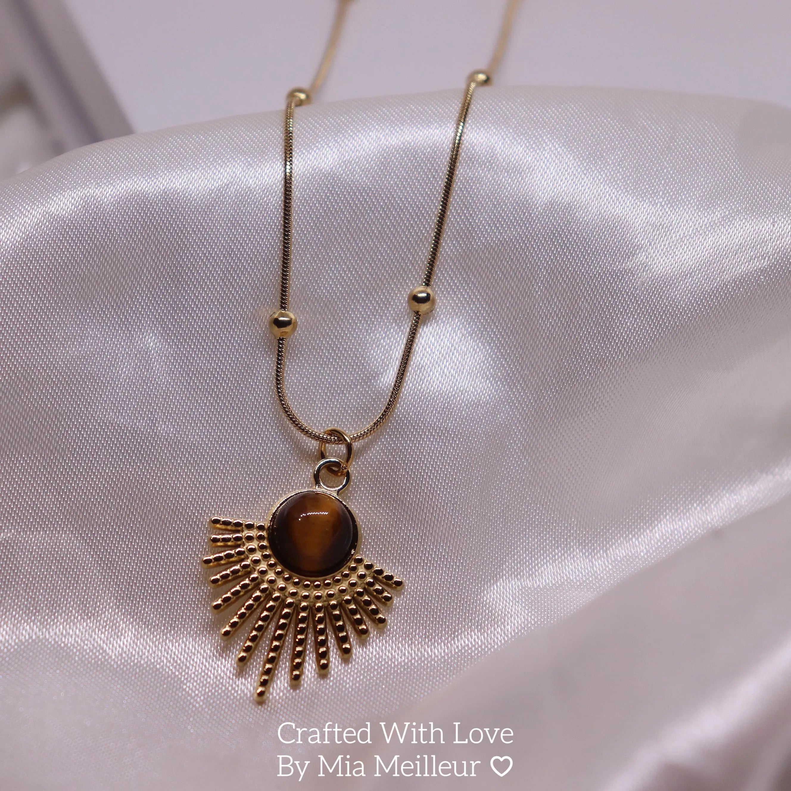 Vintage Sunburst Tiger’s Eye Necklace MN040